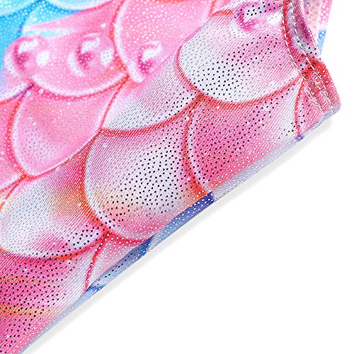 Leotards for Girls Gymnastics Toddler Dance Biketards Mermaid Unicorn Athletic Dance Wear Shiny Rainbow Blue Hotpink