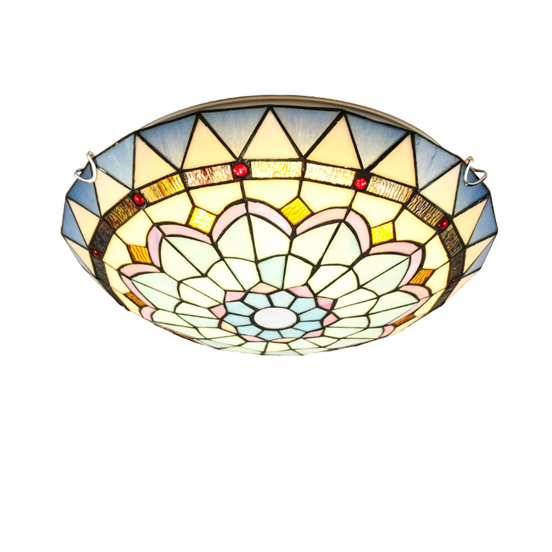 Tiffany Style Ceiling Lights Flush Mount, Vintage Stained Glass Hallway Ceiling Lamp, E27 Bulb Retro Round Shade Ceiling Lighting Fixtures for Bedroom Living Room,J,40cm — image 1