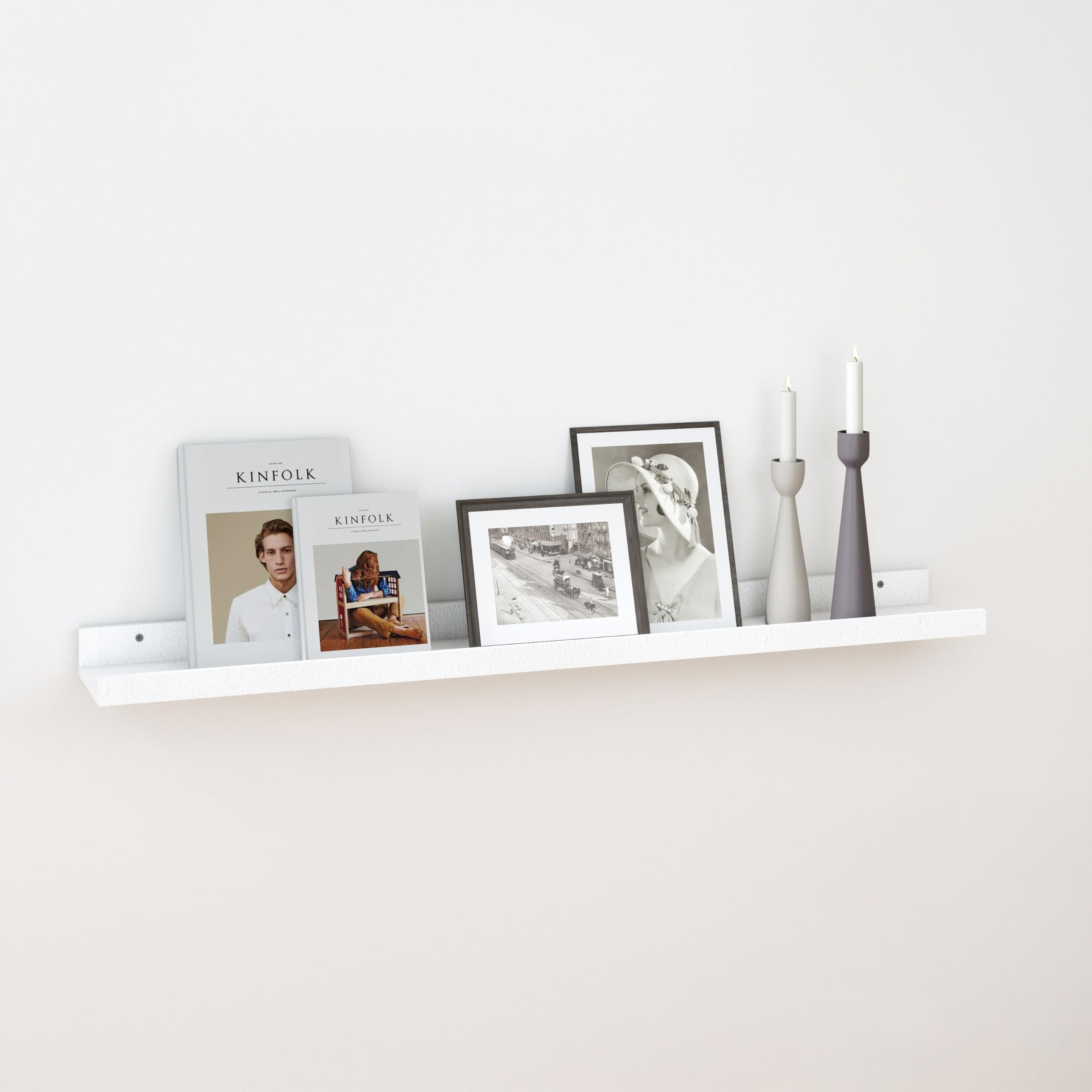 RICHER HOUSE White Floating Shelves for Wall Set of 1, 90 CM Wood Floating Shelves Modern for Photo Ledge Display, Wall Decor, for Room Decor, Living Room, Bedroom, Bathroom, Kitchen, Laundry