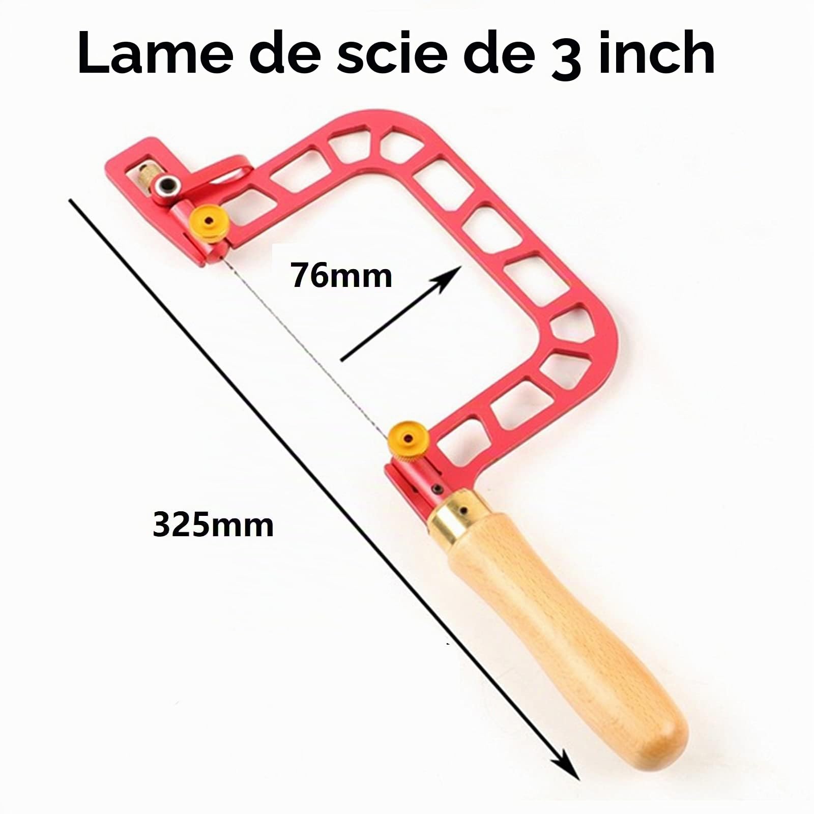 Wincal Scie à fil en U 3 pouces multi-usages menuisier scie à tronçonner scie fine bricolage artisanat scie à frette outils à main pour l'artisanat modèle travail du bois