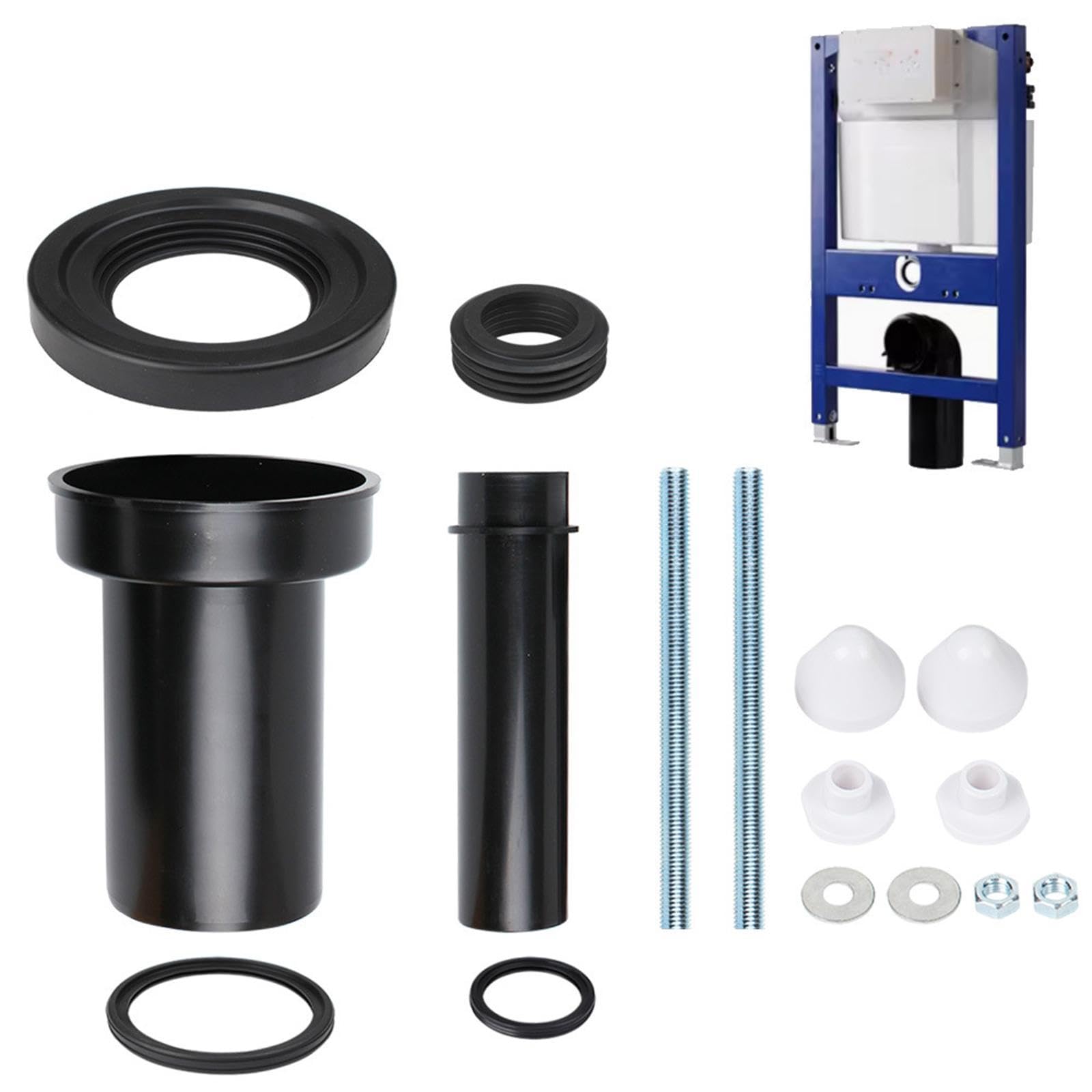 Toilet Drain Pipe Set Abflussrohr Wandtoilette Spülrohr Gummi Dichtung Zubehör Leckagefrei für Haushalt Badezimmerinstallation Renovierungen, Typ C