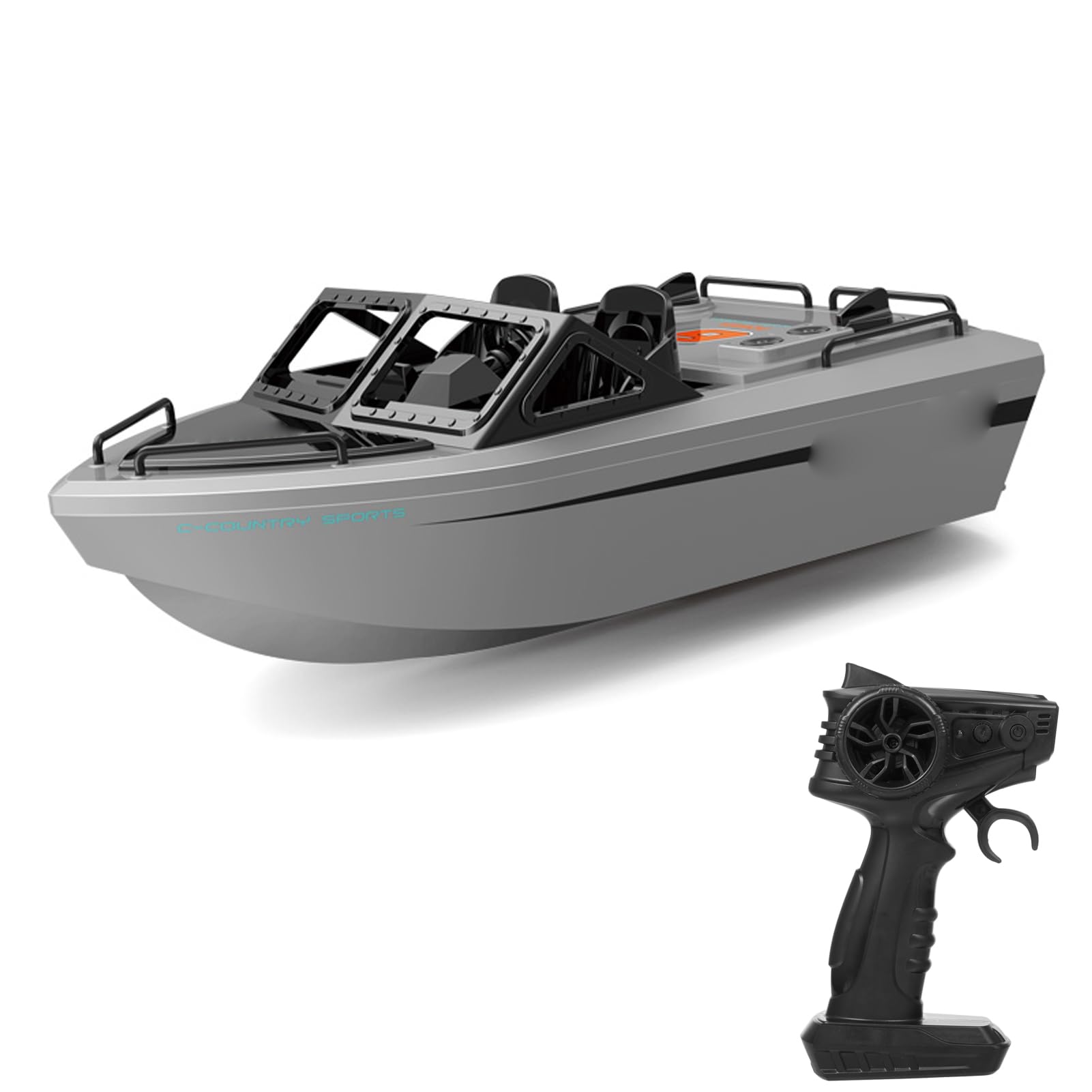 Barco de Control Remoto Barco RC Mini Juguete Eléctrico Lago de Control Remoto 2.4G Antiinterferencia 10 KM/H 18 Min Motor sin Escobillas Servo Hermético para Piscina (Gris)