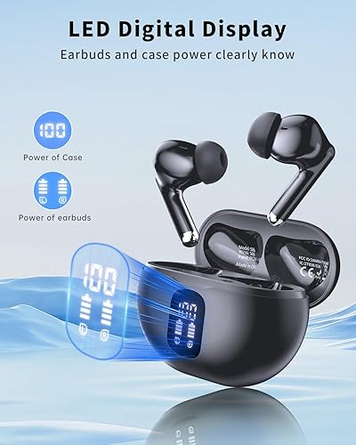 Miniatura 2 de Wireless Earbuds, Bluetooth 5.4 Headphones with 50H Playback, Deep Bass Stereo Ear Buds Clear Calls with LED Power Display, IPX7 Waterproof, in-Ear