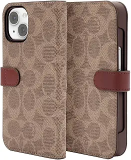 Coach コーチ iPhone14 ケース iPhone 13 スマホケース スマートフォンケース アイフォン13 アイフォン14 専用 手帳型 手帳 (Signature C Tan) [並行輸入品]