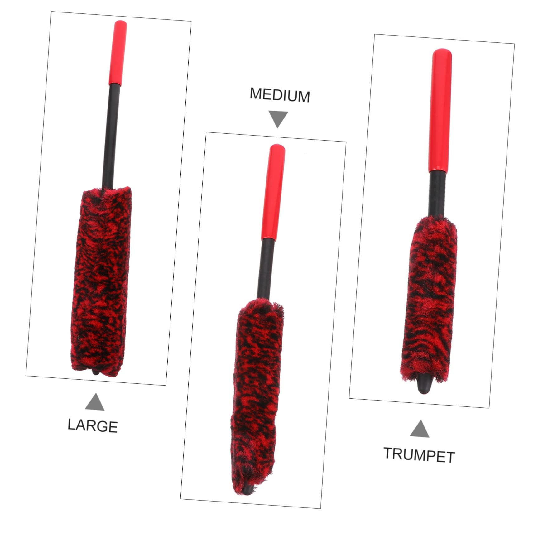 SOLUSTRE Spazzola per Pulizia delle Ruote 3 Pezzi Microfilamento | Manico in Plastica, Set Grande Medio Piccolo, Pulizia e Sicura per Cerchi e Fessure Colore Casuale