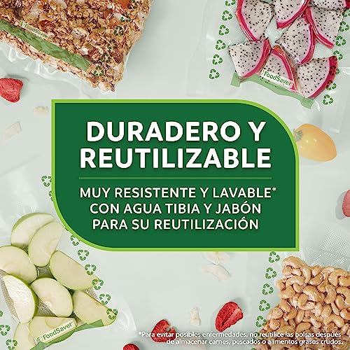 FoodSaver rollos de envasado al vacío | Reciclables y reutilizables | Mantiene los alimentos frescos hasta 5 veces más tiempo | Sin BPA | 2 rollos para congelar y cocer a fuego lento (20 cm נ4,5 cm)