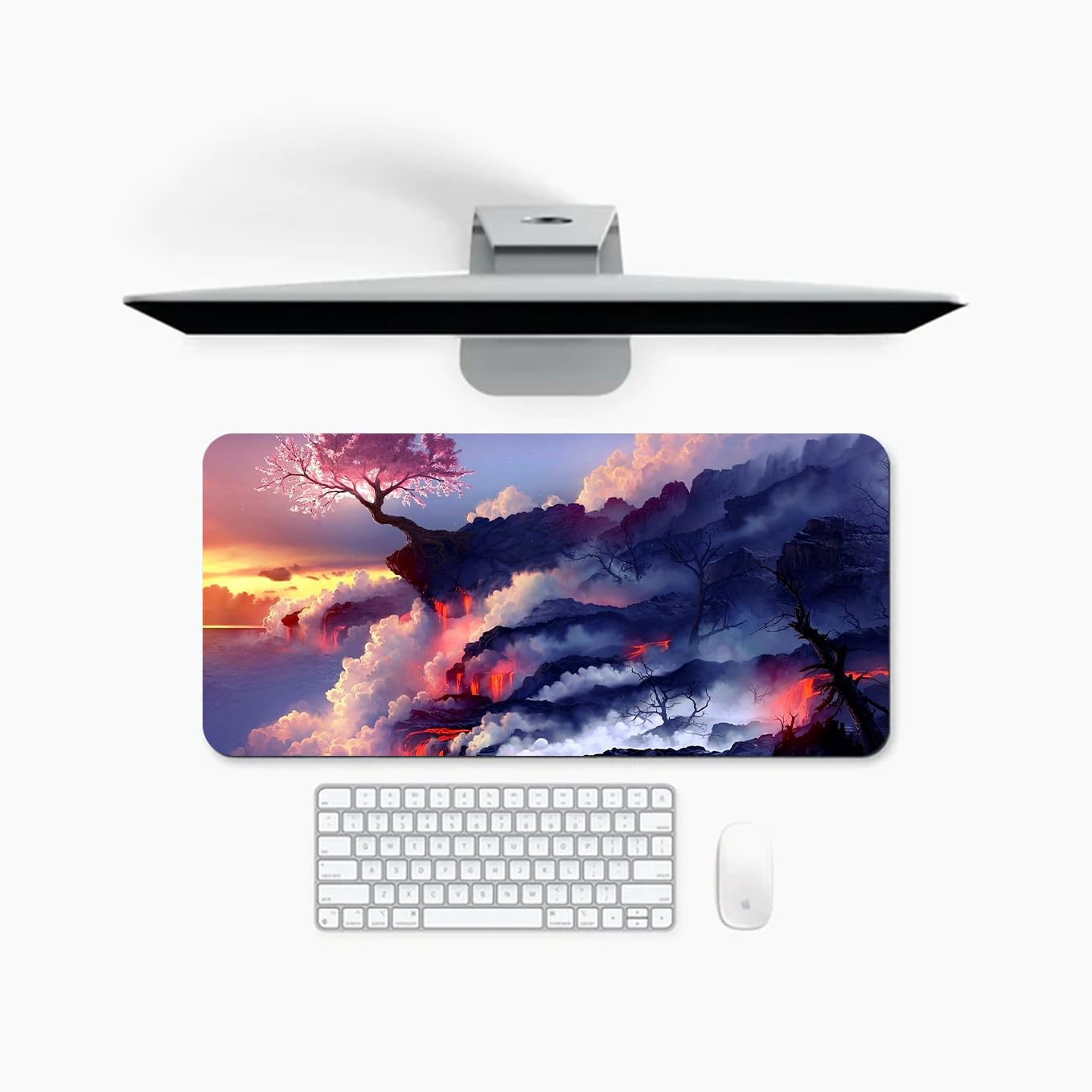 SoulAbiti Sakura Cherry Tree Cloudy Art Mouse Pad - 23.6 x 11 Inch Desk Pad - Gaming and Workstation Mat for Anime Landscape Enthusiasts - Non-Slip Rubber Base - Smooth Surface for Precise Control 4
