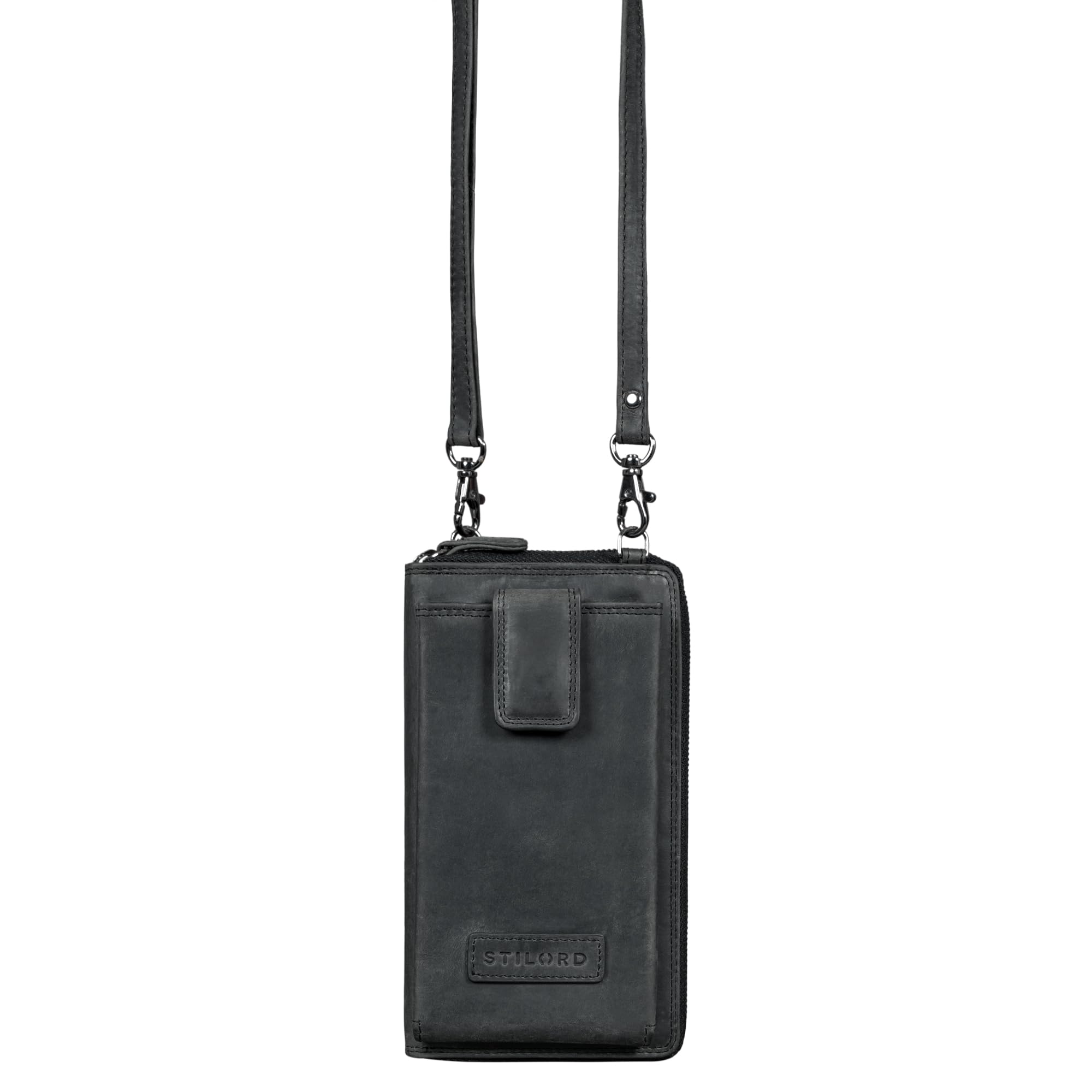 STILORD 'Nelly' Bolso de Telefono Movil Mujer de Cuero Bolso Bandolera Crossbody Pequeño Monedero de Cartera Cruzada Estilo Vintage de Piel Auténtica