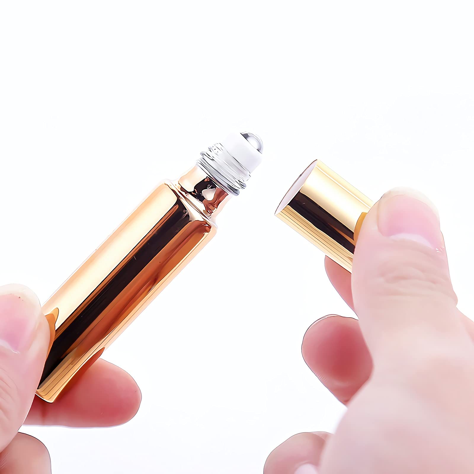 8 Glas-Rollerflaschen 5 Ml Mit Edelstahl-Rollkugel – UV-beschichtet, Goldfarbene Kappe, Inkl. Trichter & Öffner, Für ätherische Öle, Parfüm, Massageöle
