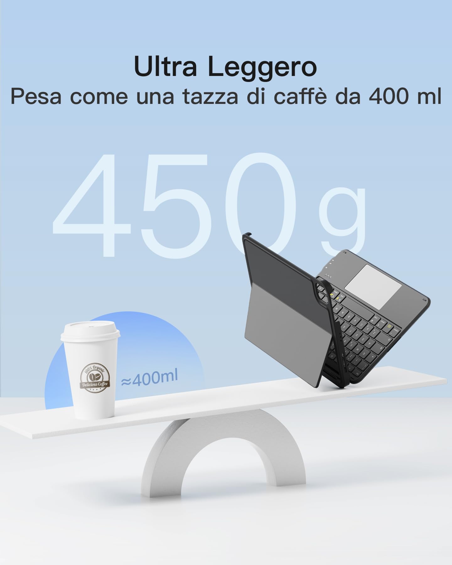 Inateck Custodia Tastiera per iPad 11a/10a Gen, iPad 10a (10,9")/11a Gen (2025 A16), Air 11" M3/M2, Air 6/5/4a, Pro 11 4a-1a, Tastiera Ultralight Rimovibile con Touchpad, Grigio AceTouch
