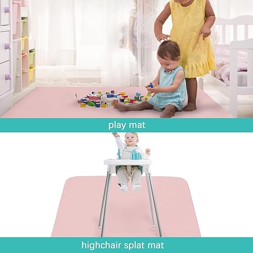 Miniatura 23 de Paquete de 2 alfombrillas para debajo de la silla alta, artes, manualidades y desorden alimentario, impermeable, 42 x 46 pulgadas, tapete Gris