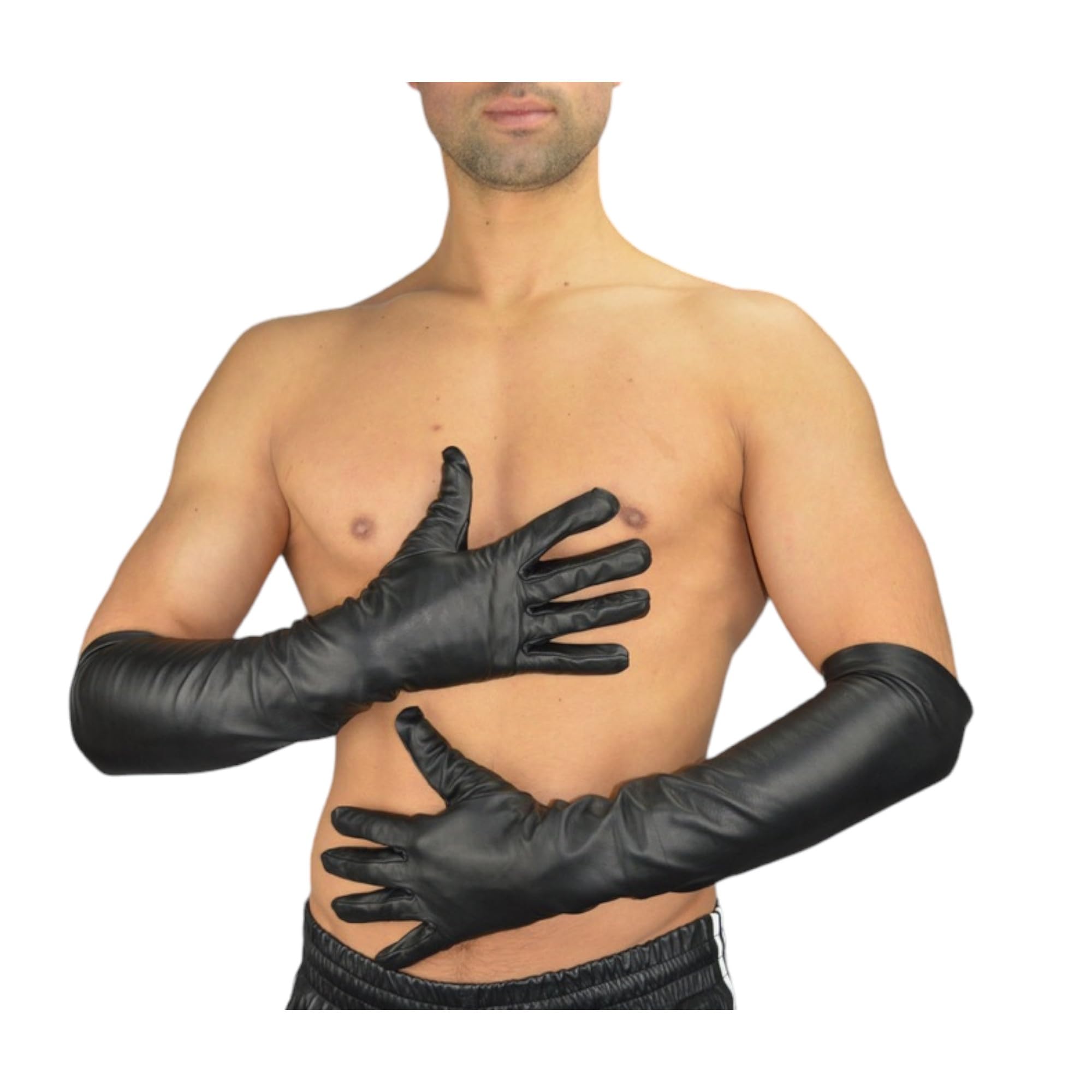 105 Männer lederhandschuhe,lange lederhandschuhe Gay leder handschuhe, men long leather gloves