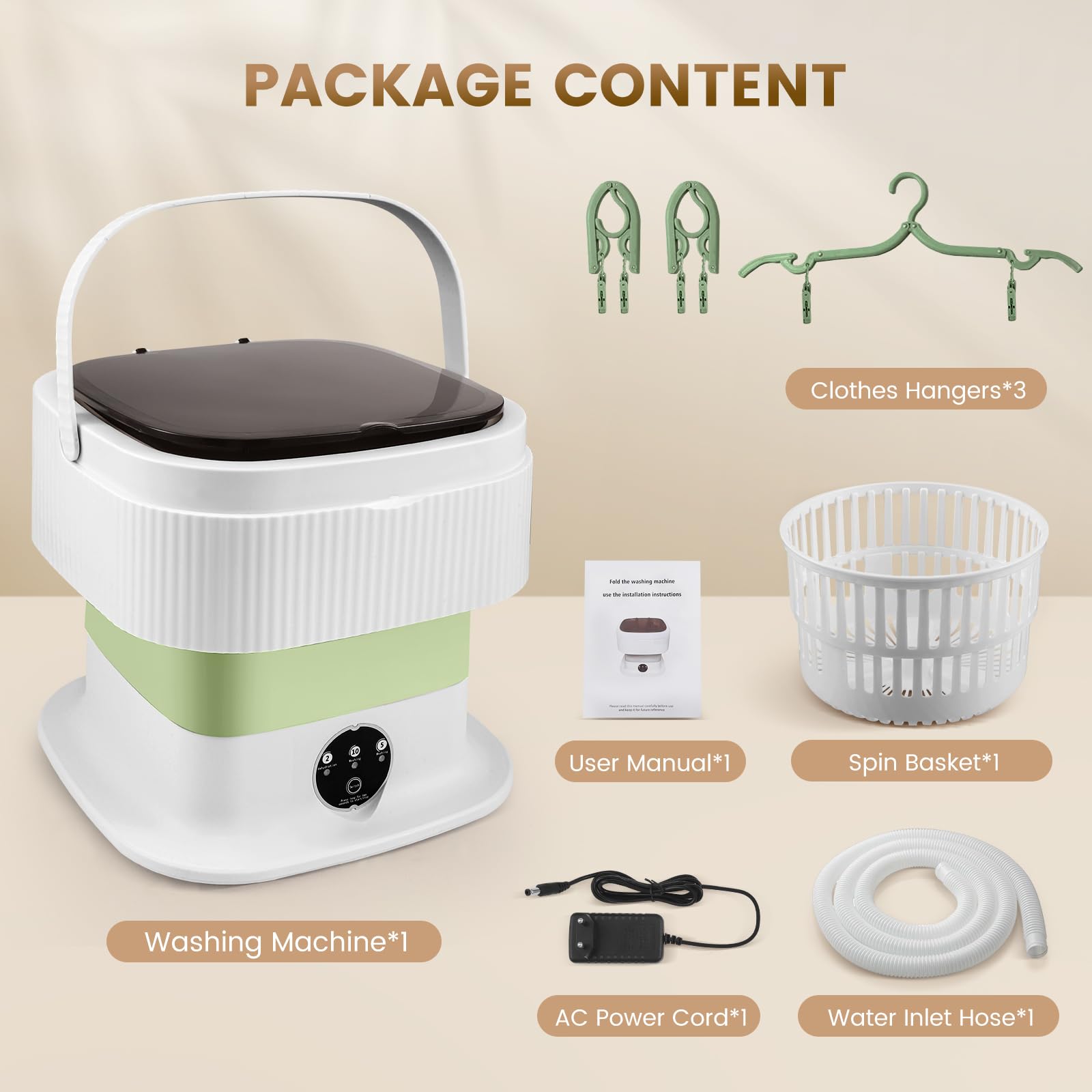 Mini machine à laver 11 L 2 en 1 avec panier d'essorage pour camping
