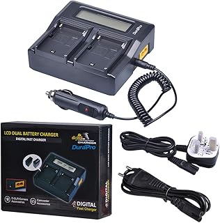 DuraPro Super Rapid Dual LCD Display Battery Charger for Sony NP-F550 F570 F750 F770 F930 F950 F960 F970 NP-FM50 FM500H QM71 QM91 QM71D QM91D Camcorder Batteries