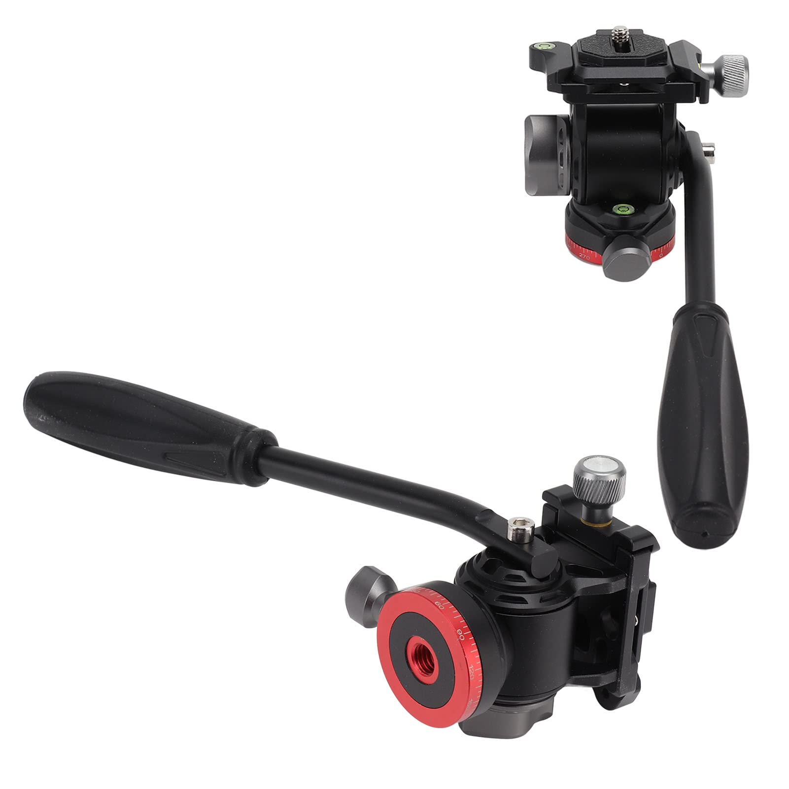 Cabezal de bola para trípode de cámara, cabezal de trípode de vídeo hidráulico de amortiguación de 360 grados, mango ajustable con tapón en L para cámaras SLR Micro SLR, cabezal fluido compacto de