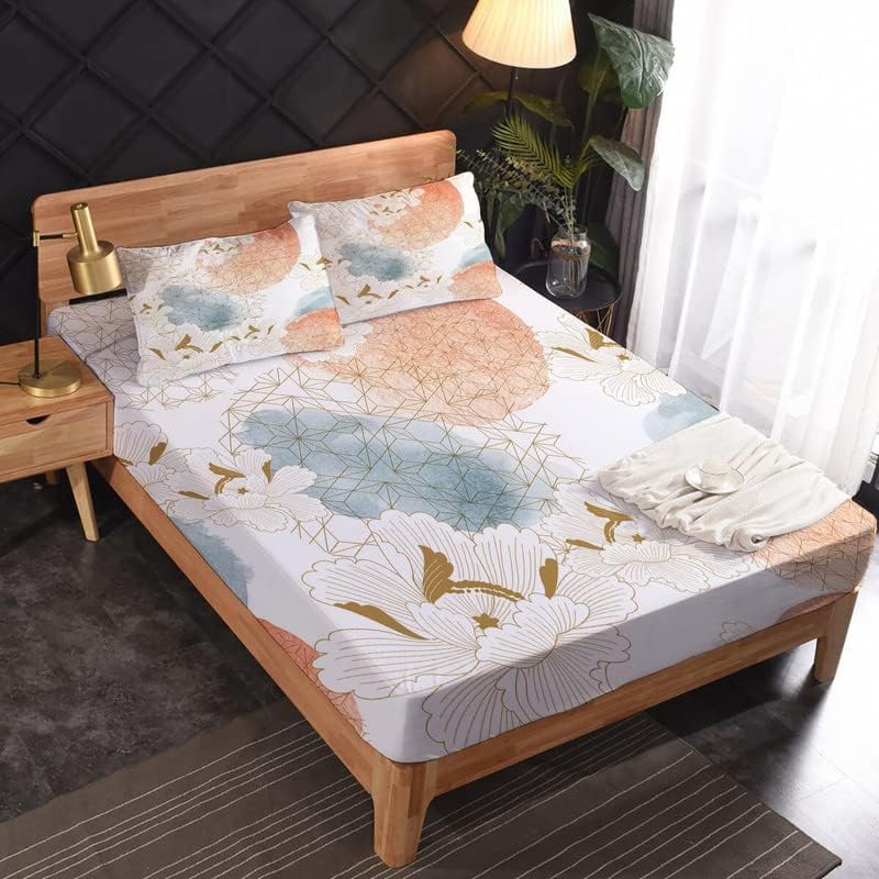 Miniatura 2 de Sábanas japonesas tamaño Queen  Sábanas orientales de 4 piezas con bolsillo profundo, sábanas de microfibra suave de 600 hilos sin arrugas, 1 sábana