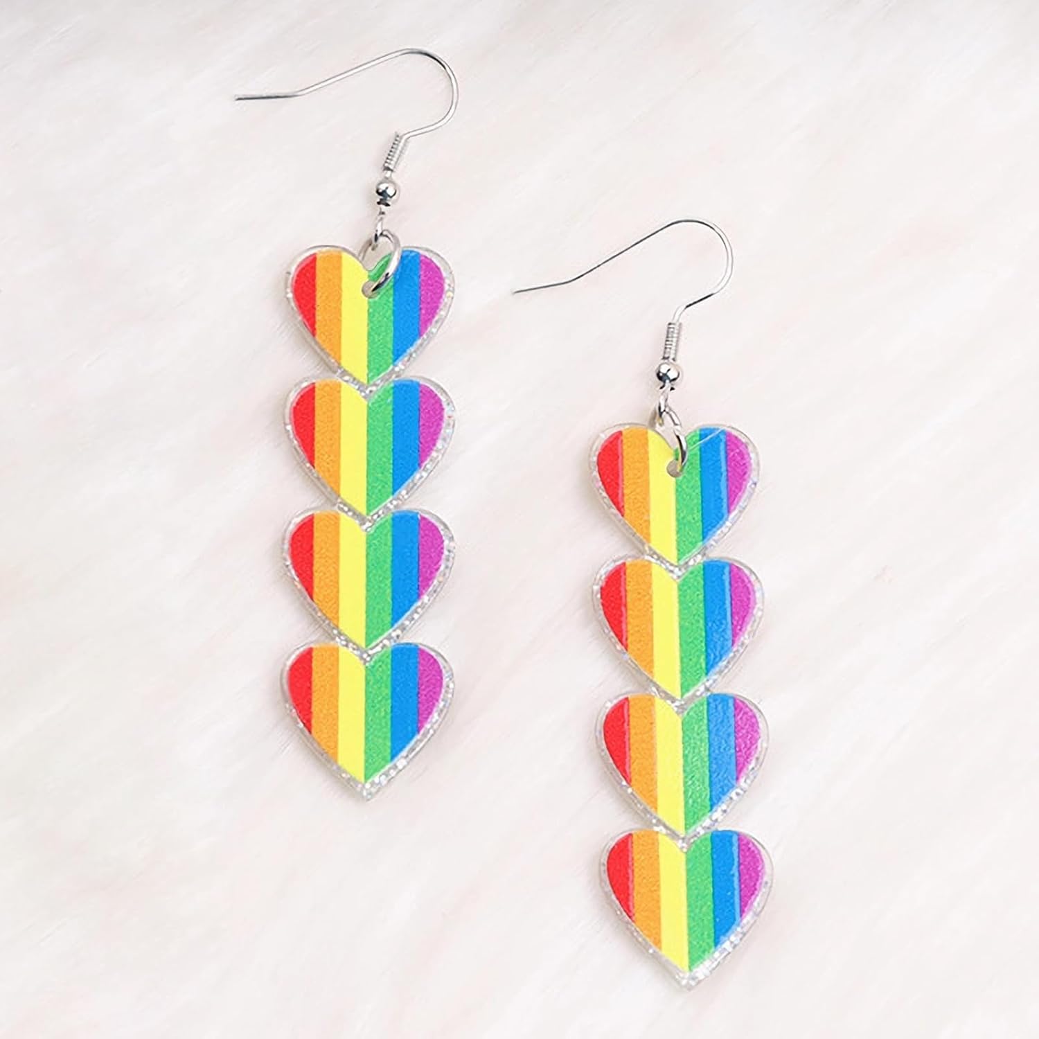 2026 Pride Month Rainbow LGBT Pride Earrings for Gay Lesbian Bisexual Lightweight Acrylic Heart Love LGBTQ Dangle Earrings Jewelry Accessories - Image 6