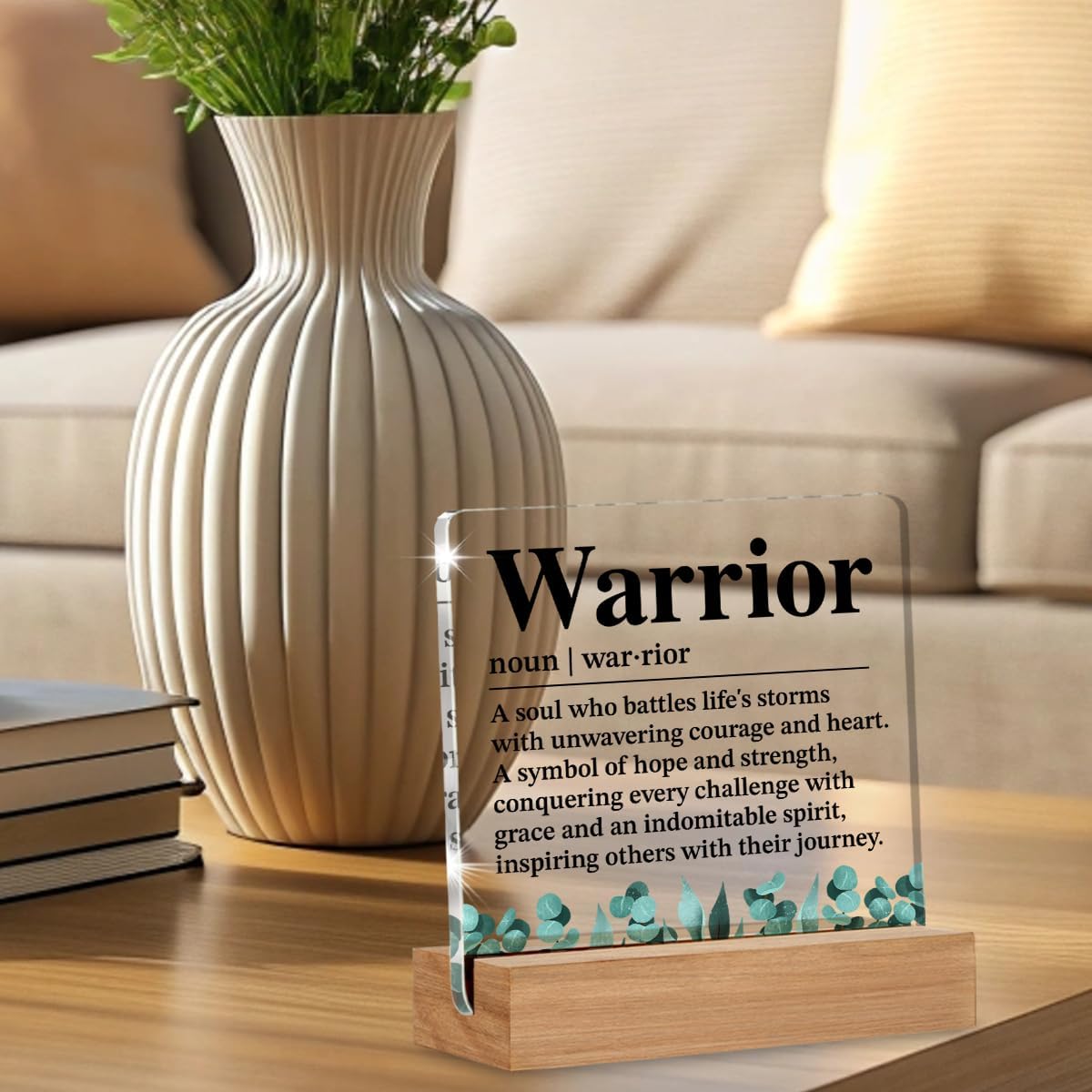 Warrior Gift for Women, Warrior Definition Acrylic Plaque Sign Desk Decor for Home Office Cubicle - Image 3