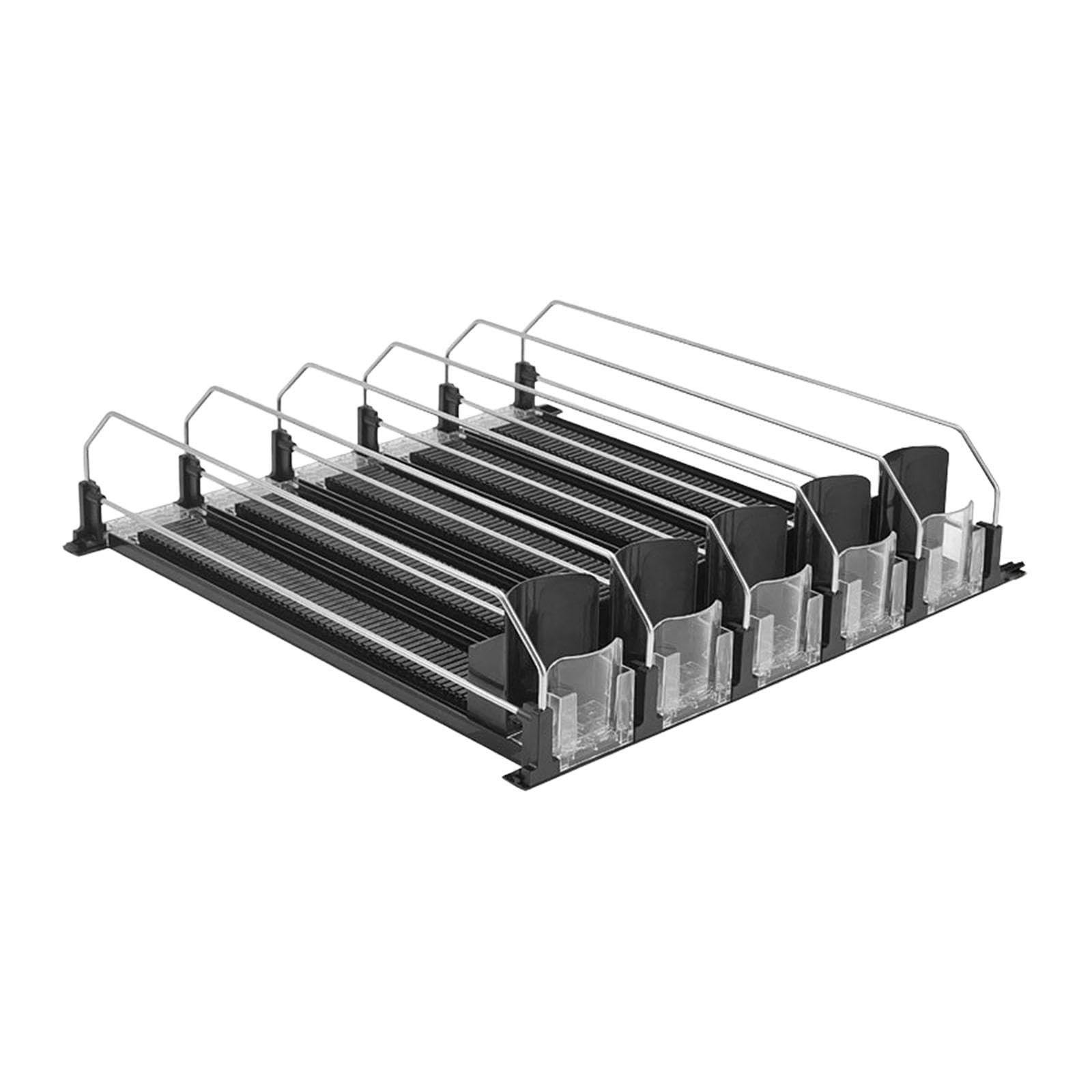 Organizador de Bebidas para Refrigerador, Dispensador de Latas Apilable, de Gran Capacidad, con Mecanismo Automático de Empuje para Estantes, 5 Filas Negro, Individual