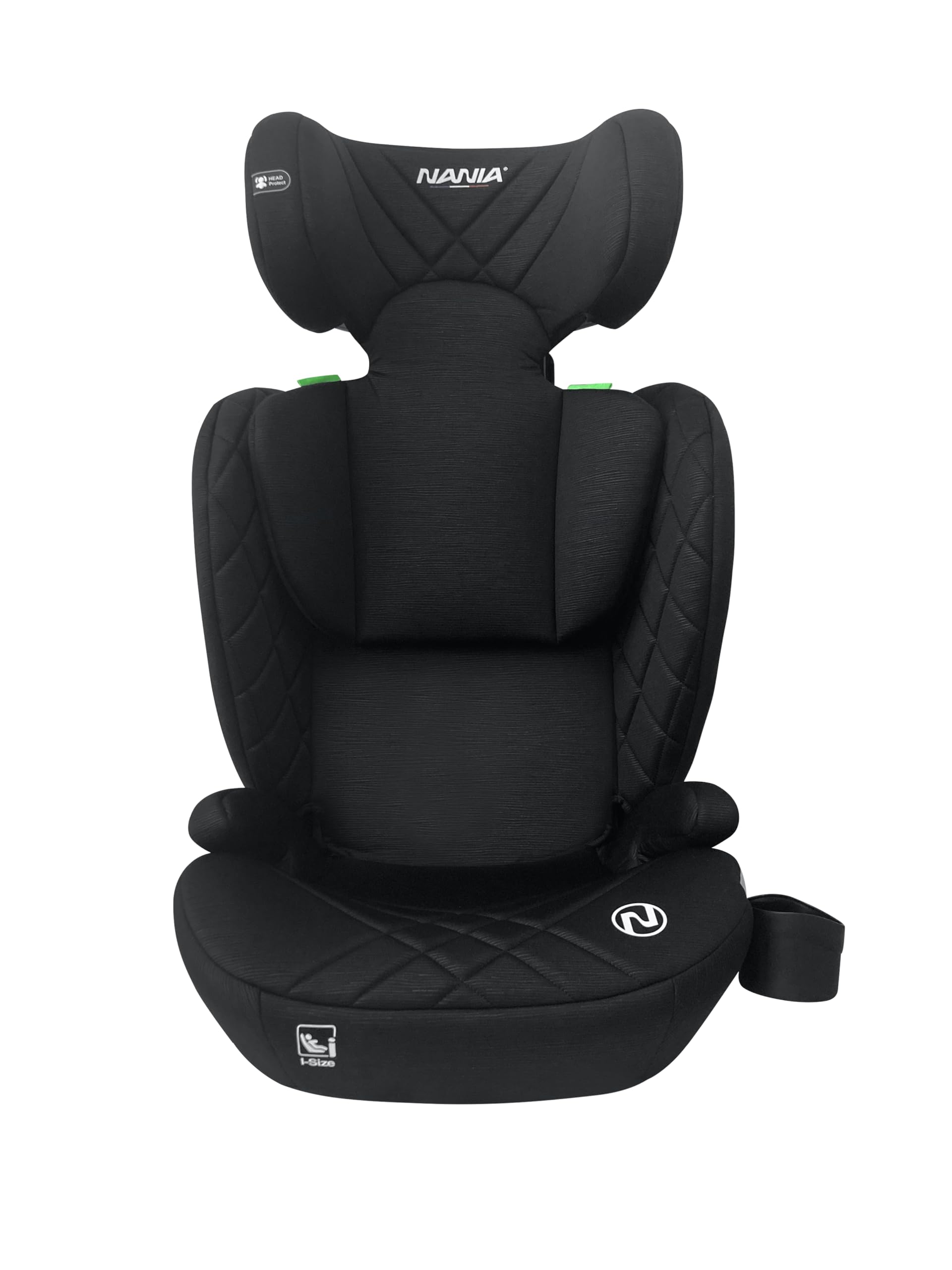 NANIA Bari - Silla de coche Isofix I-size 100-150 cm-Gr2/3- aprox. 4-12 años - Asiento Isofix con protección lateral - Reposacabezas ajustable - Portavasos