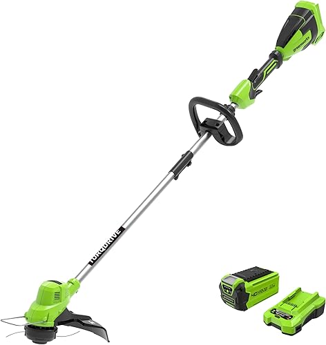 Greenworks Cortadora de cuerda Torqdrive de 40 V y 15 pulgadas, batería de 2 Ah y cargador incluidos