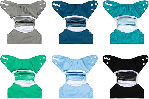 Miniatura 2 de ALVABABY 6 fundas para pañales de tela y 1 bolsa húmeda y seca, lavable y reutilizable para pañales preplegado con bolsa multifuncional