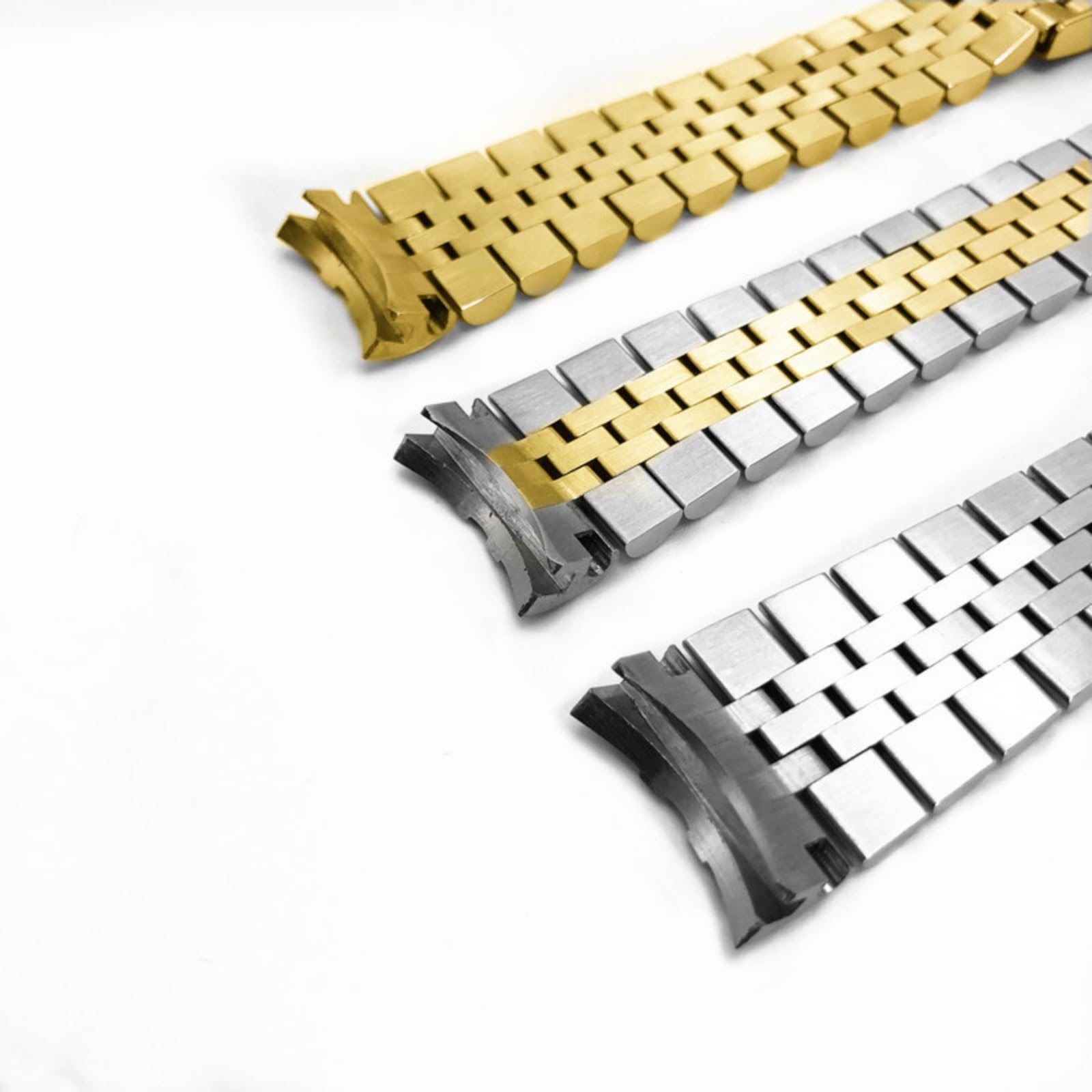 Bracelet Montre 20mm 21mm Acier Inoxydable Style Jubilee Extrémité Courbe Métal Boucle Déployante Sécurité - Argent 20MM