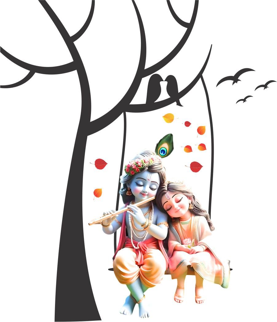Ruhi Decor Krishna Radha Beautiful Moment in Jhula Sticker PVC Stickers Waterproof Laminated Wall Stylish for Living Room (B0D2W8N76L) Amazon Price History, Amazon Price Tracker