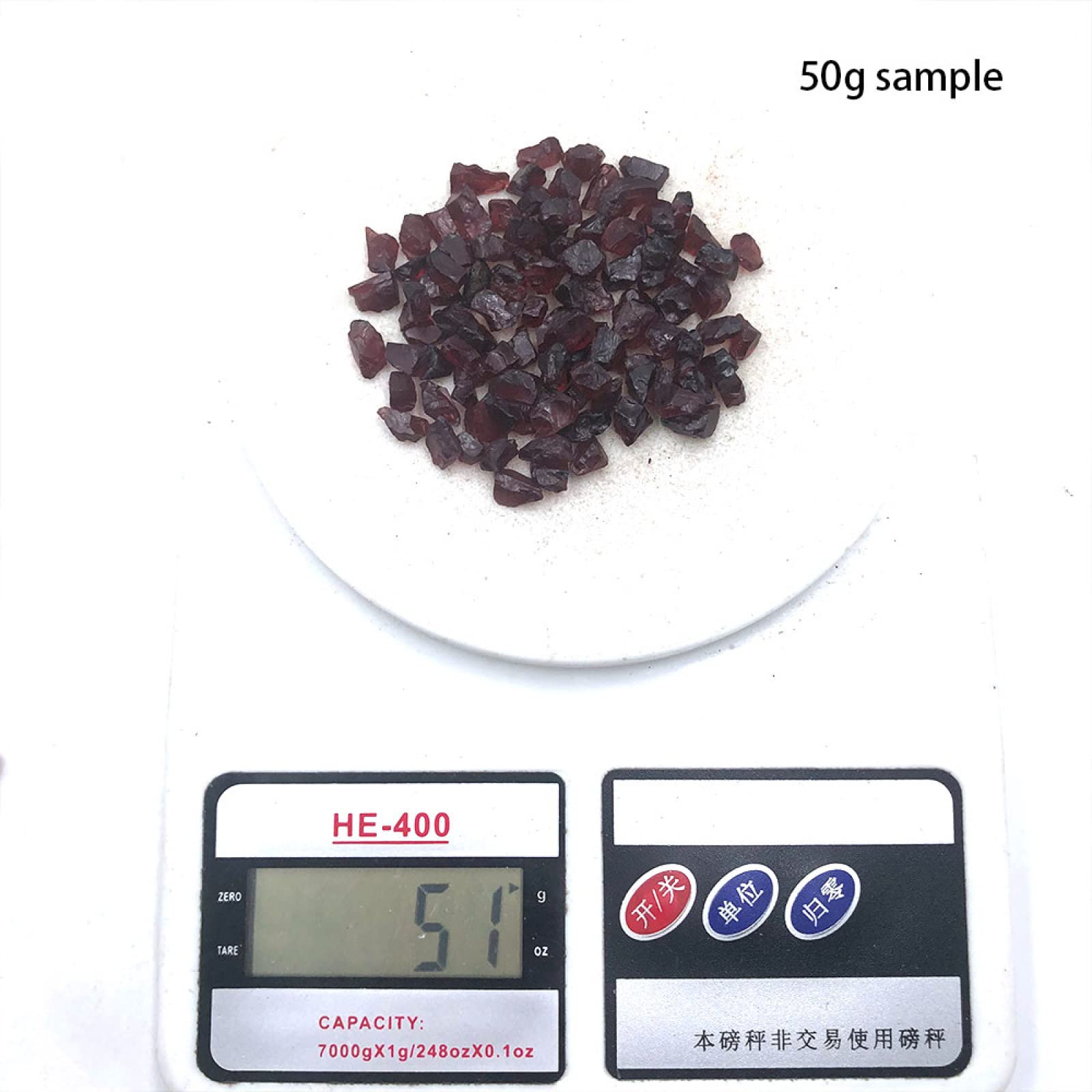 PAKMEZ Lote de 50g de Grava de Granate Natural en Bruto, Piedra de Cristal de Cuarzo en Bruto, espécimen de Roca for habitación, decoración del hogar, Acuario Obelisco