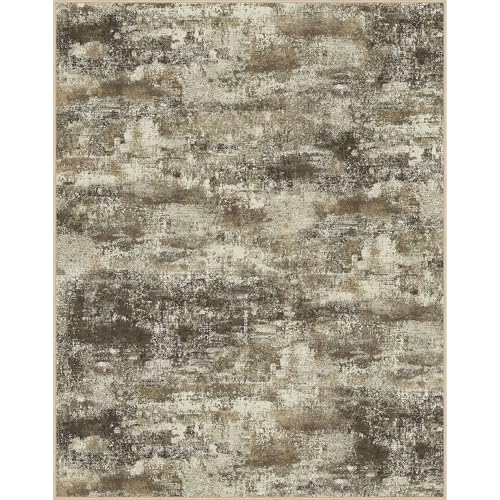 Area Rugs 8x10 for Living Room Bedroom, Modern Abstract Machine Washable Rug, Large Soft Low Pile Floor Cover with Non Slip Backing for Dining Room, Brown