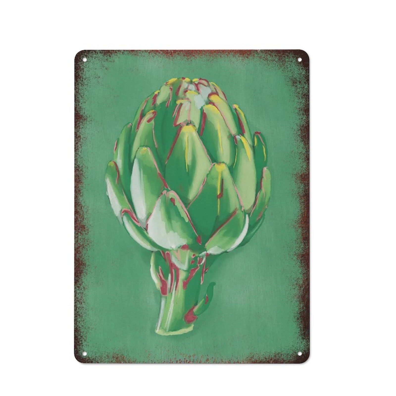 peiyeety Metal Tin Sign Artichoke Watercolor Pattern Vintage Rustic Wall Art Kitchen Bathroom Bedroom Living Room Cafe Farmhouse Entryway Office Garage Home Bar Laundry Room Porch Patio 6x8 Inch
