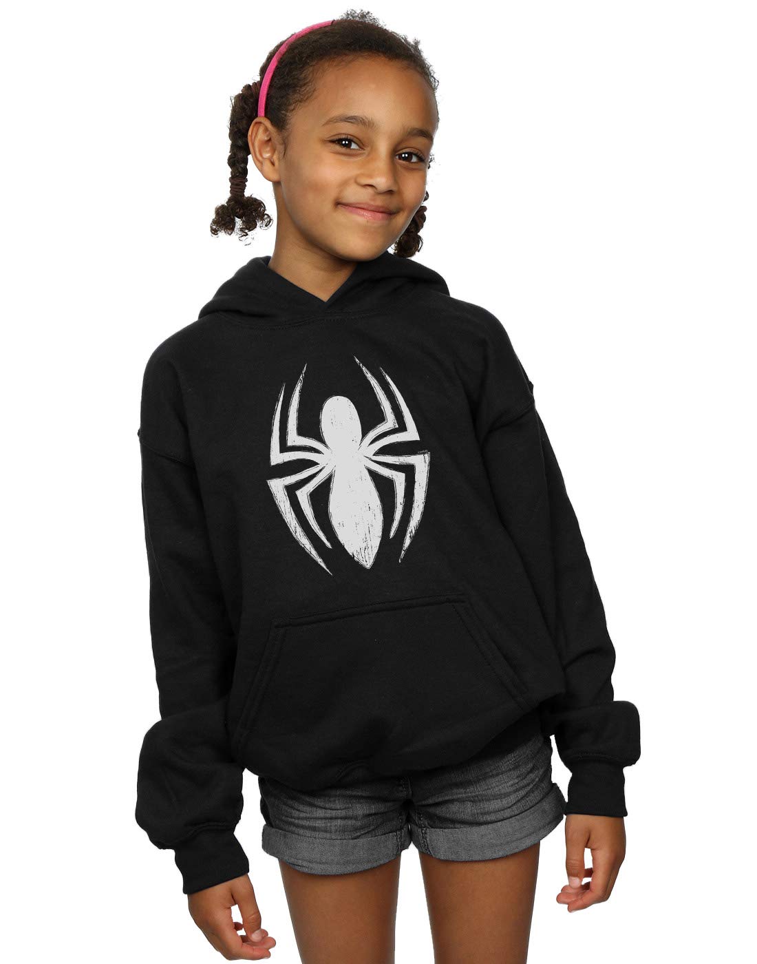 Marvel Girls Spider-Man Ultimate Spider Logo Hoodie Black 12-13 years