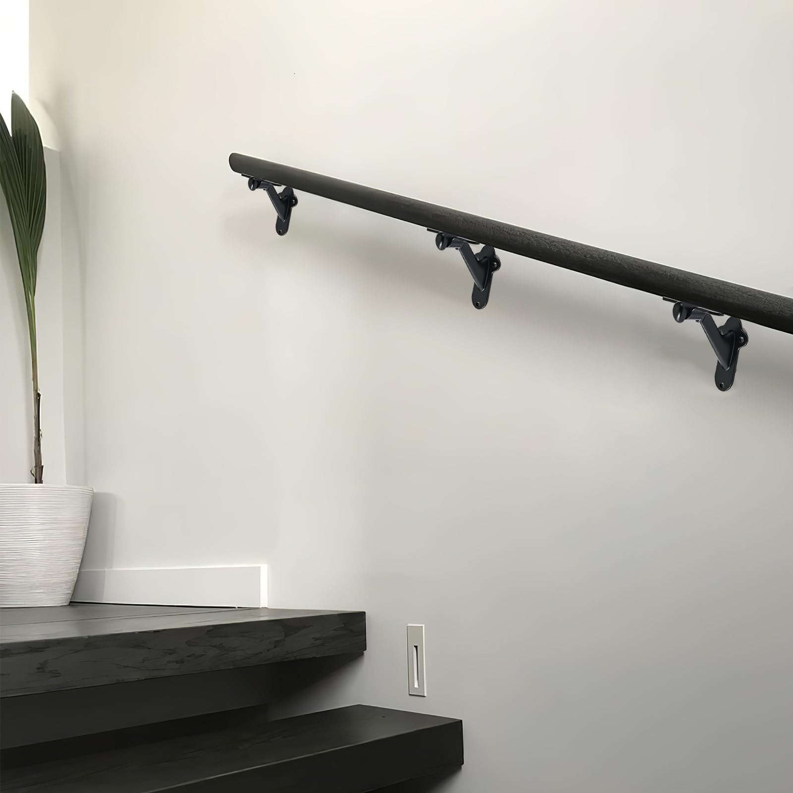 KHTUMEWARE-ST342 Matte Black Handrail Brackets 2-Pack in Matte Black — KHTUMEWARE