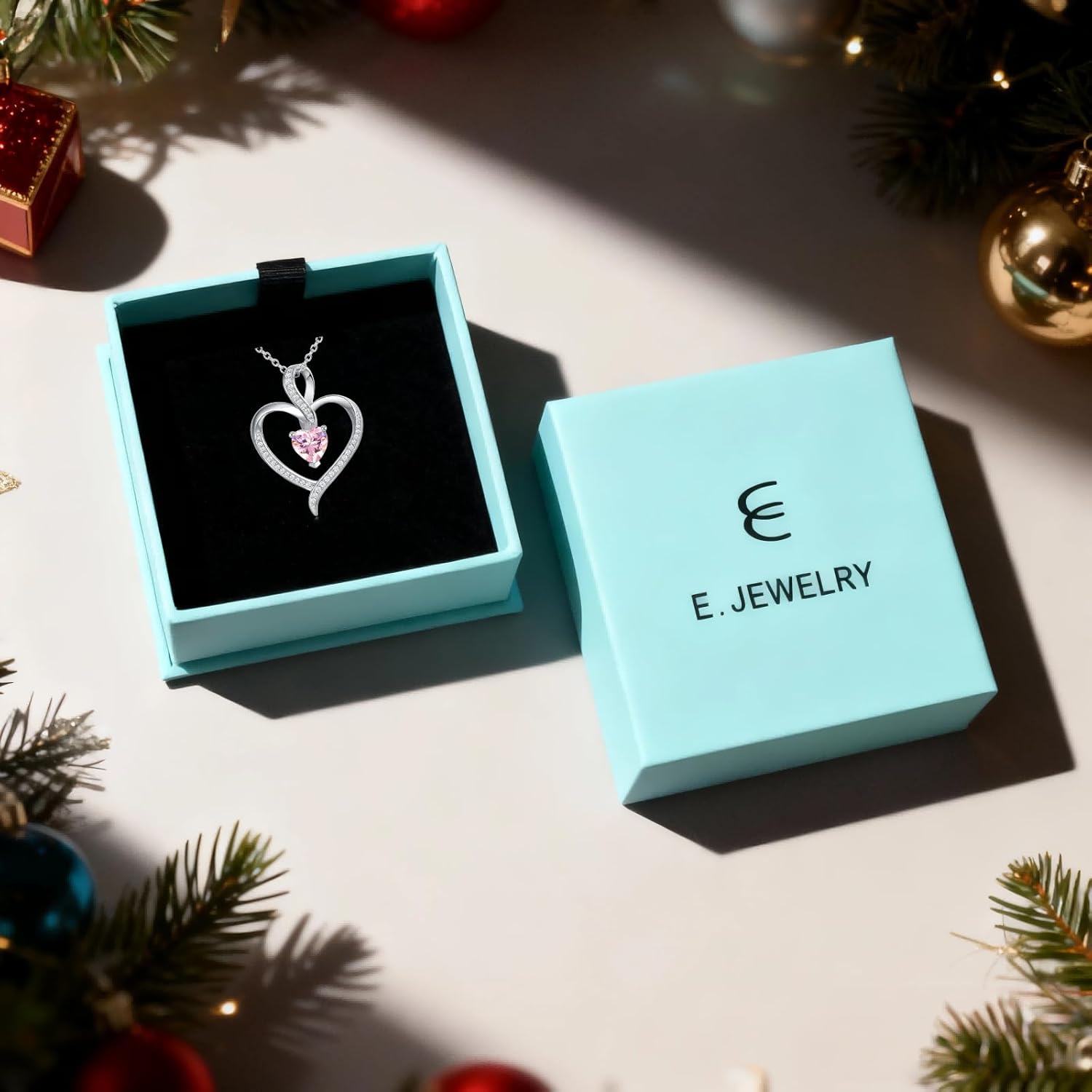 E Infinity Necklace 925 Sterling Silver Love Heart Birthstone Necklace, Mother’s Day Birthday Anniversary Jewelry Gifts for Wife Girlfriend Mom Her - Image 6