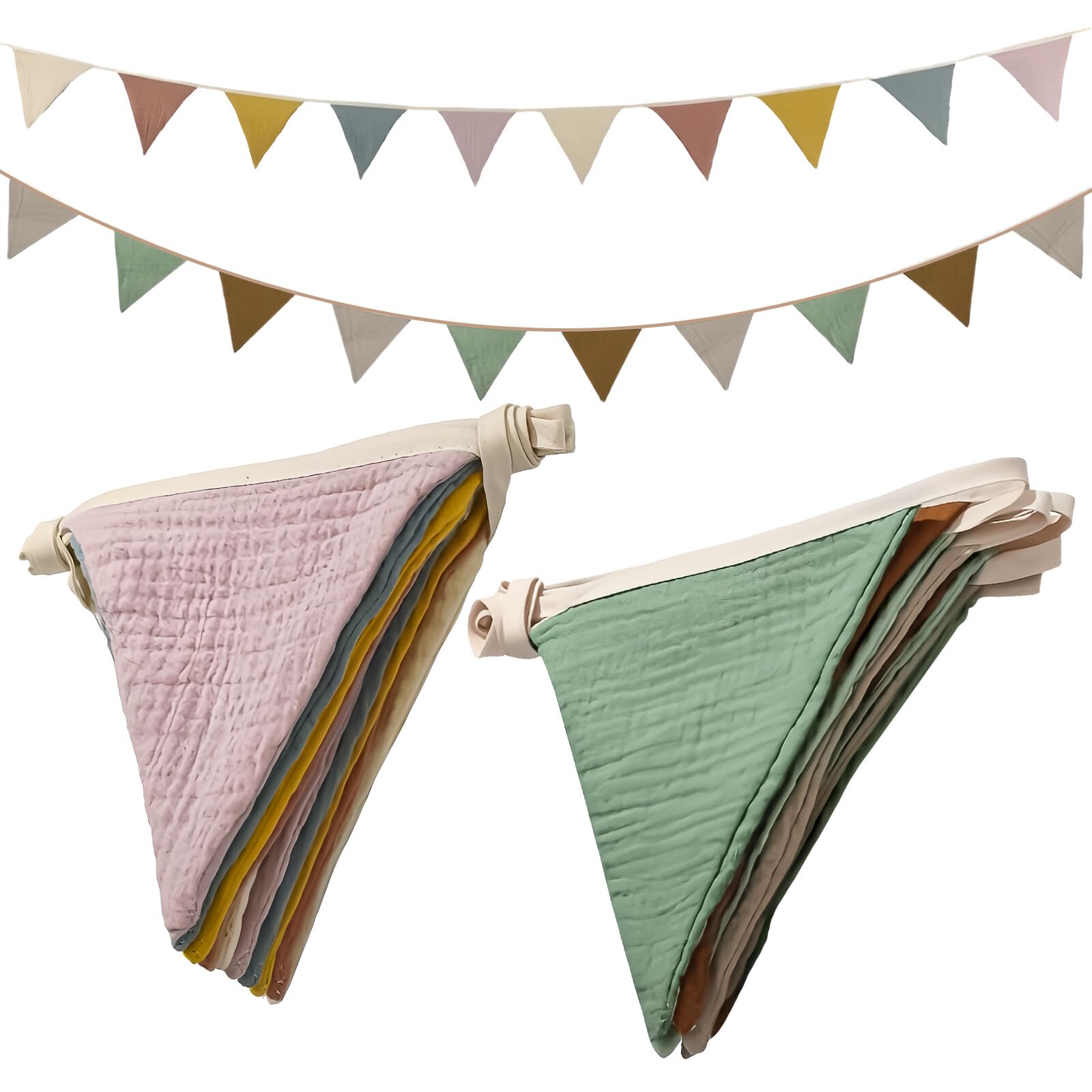 BURGEON Lot De 2 Guirlandes De Fanions En Tissu Avec Sac En