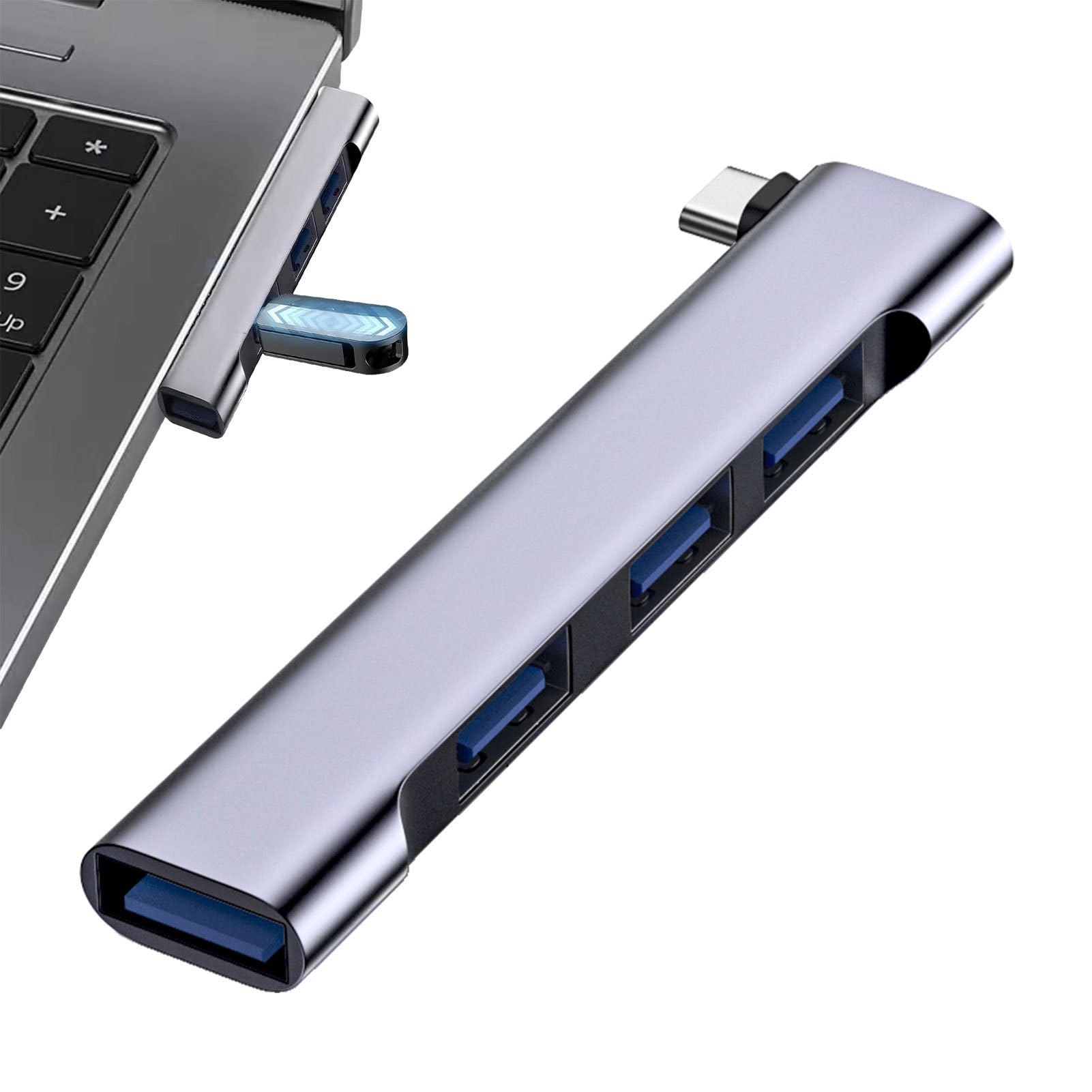 Dirfuny USB Hub for Laptop - Computer USB Hub | USB 3.0 Hub USB, Type C USB Splitter Hub Adapter, 4 Port Multiple Expander USB Hub, USB Multiport Adapter for Working