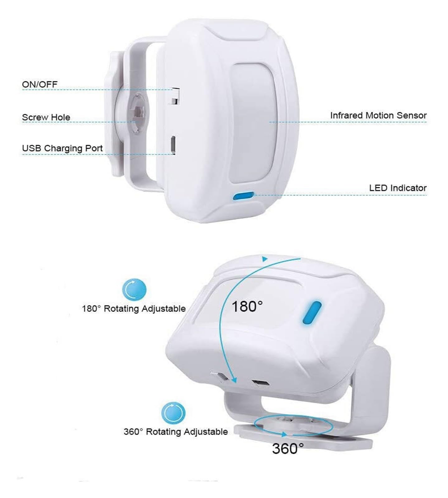 Sistemas De Seguridad para El Hogar Inalámbrico Sensor De Movimiento Infrarrojo Detector De Alarma 32 Canciones LED Noche Timbre Entrada Tienda Ventana Seguridad del Hogar