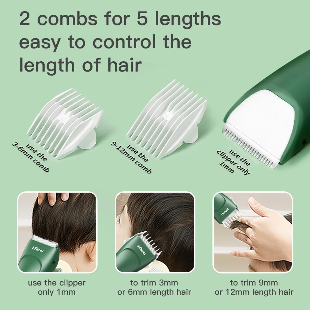 Bufccy Baby Hair Clipper, 13pcs Professional Baby Hair Cutting Kit, Silent, Waterproof, Ceramic Blades, LCD Display, Unisex-Babies - Image 4
