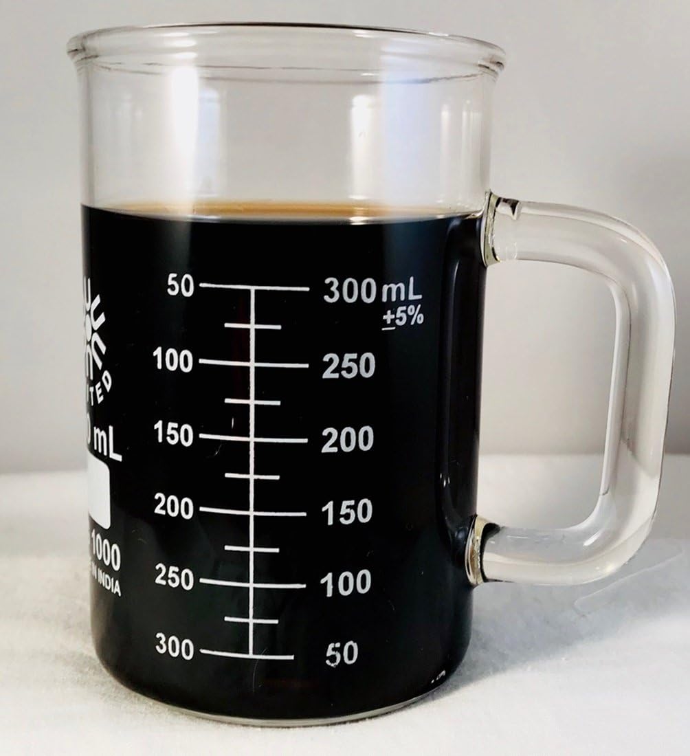 Glass Beaker Mug with Handle, 14 oz, Graduated