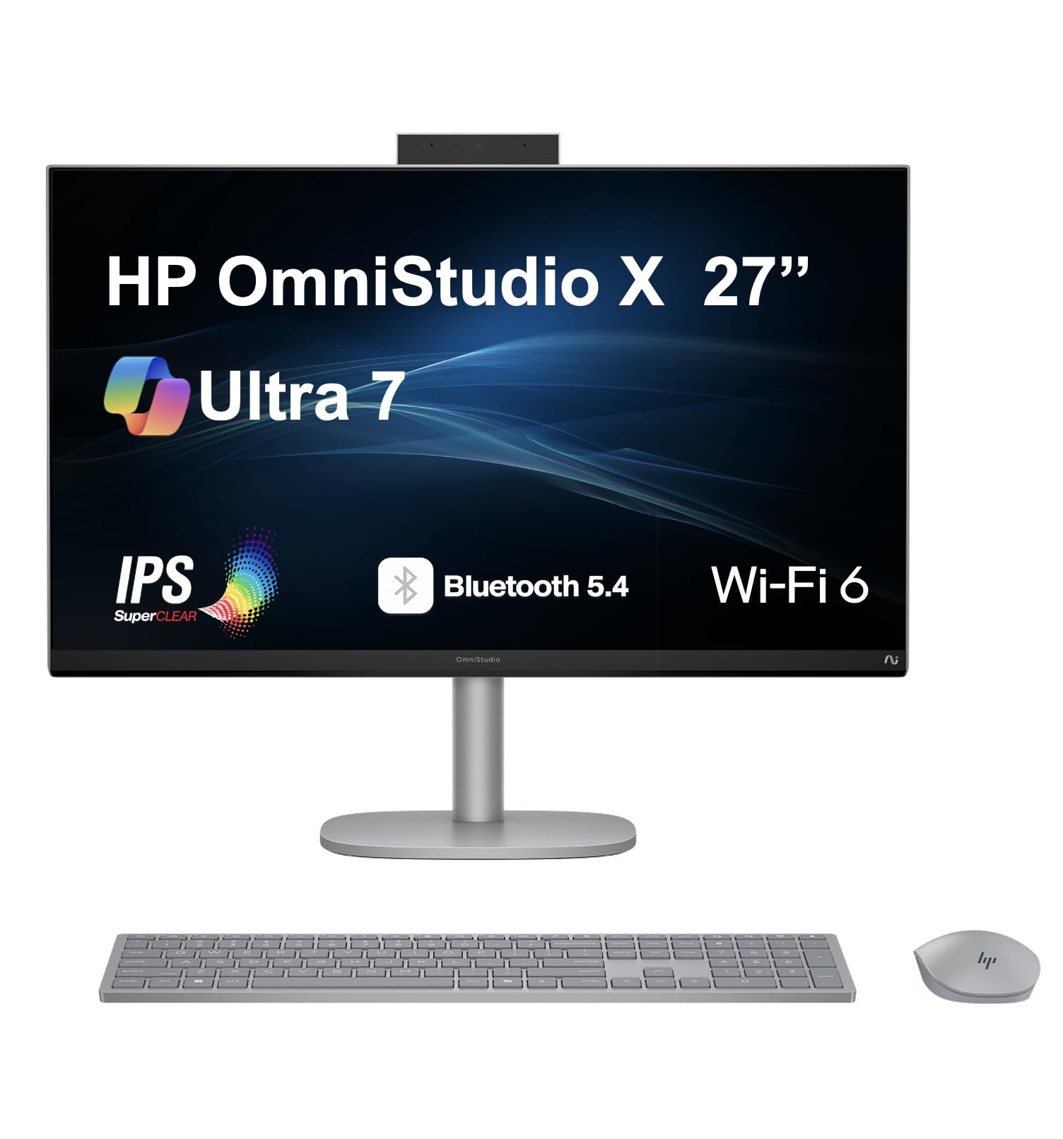 HP OmniStudio X Copilot + All-in-One 27" IPS 4K UHD (3840x2160) Display AI PC (Intel Ultra 7-256V (47 NPU Tops), 16GB LPDDR5X, 1TB SSD, Intel Arc 140V, WiFi 6, Webcam, Bluetooth 5.4, Win 11 Home)