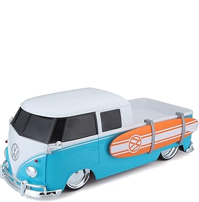 Maisto Tech R/C 1:16 Scale 2.4 GHz VW Type 2 Pick-up w/Surfboard, Blue with White