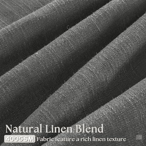 Image of Dark Grey Linen Pinch Pleated Curtains 102 Inches Long for Living Room Pleated Drapes Hooks Back Tab Thick Linen Textured Modern Farmhouse Charcoal Simple Gray 102 Inch Curtain for Dining Bedroom