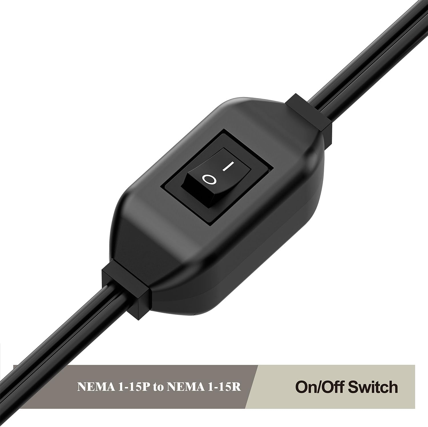 0.6Meter On Off Switch Extension Cord, 2-Prong/2 Outlet Polarized Extension Cord with Switch 12A/125V for Your Chargers/Lamp/Power Adapters etc, 16AWG Cord