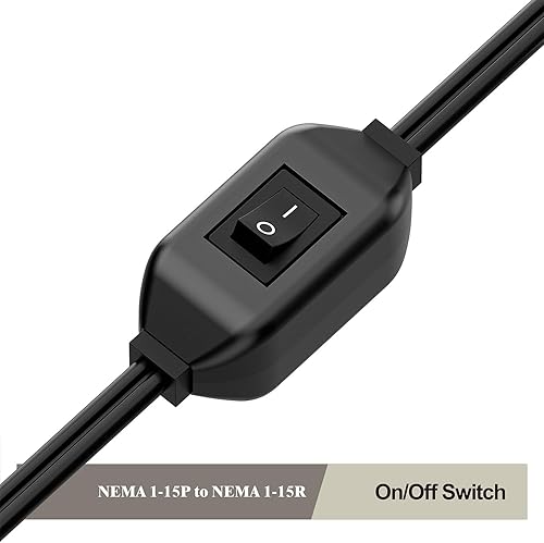 Miniatura 6 de Cable de extensión de interruptor de encendido y apagado de 2.0 ft, cable de extensión polarizado de 2 clavijas/2 salidas con interruptor de 12