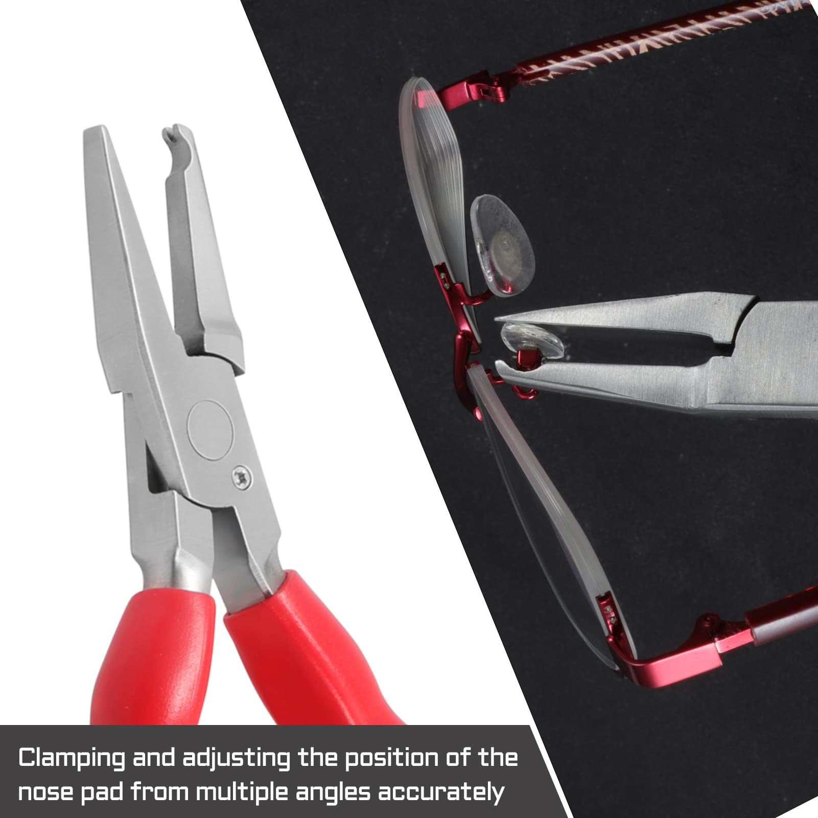 LEONTOOL Alicates de almohadilla de nariz de 6 pulgadas para ajustar los brazos de las gafas Marco de gafas Alicates de reparación de herramientas de mano óptica de acero inoxidable Marcos herramienta