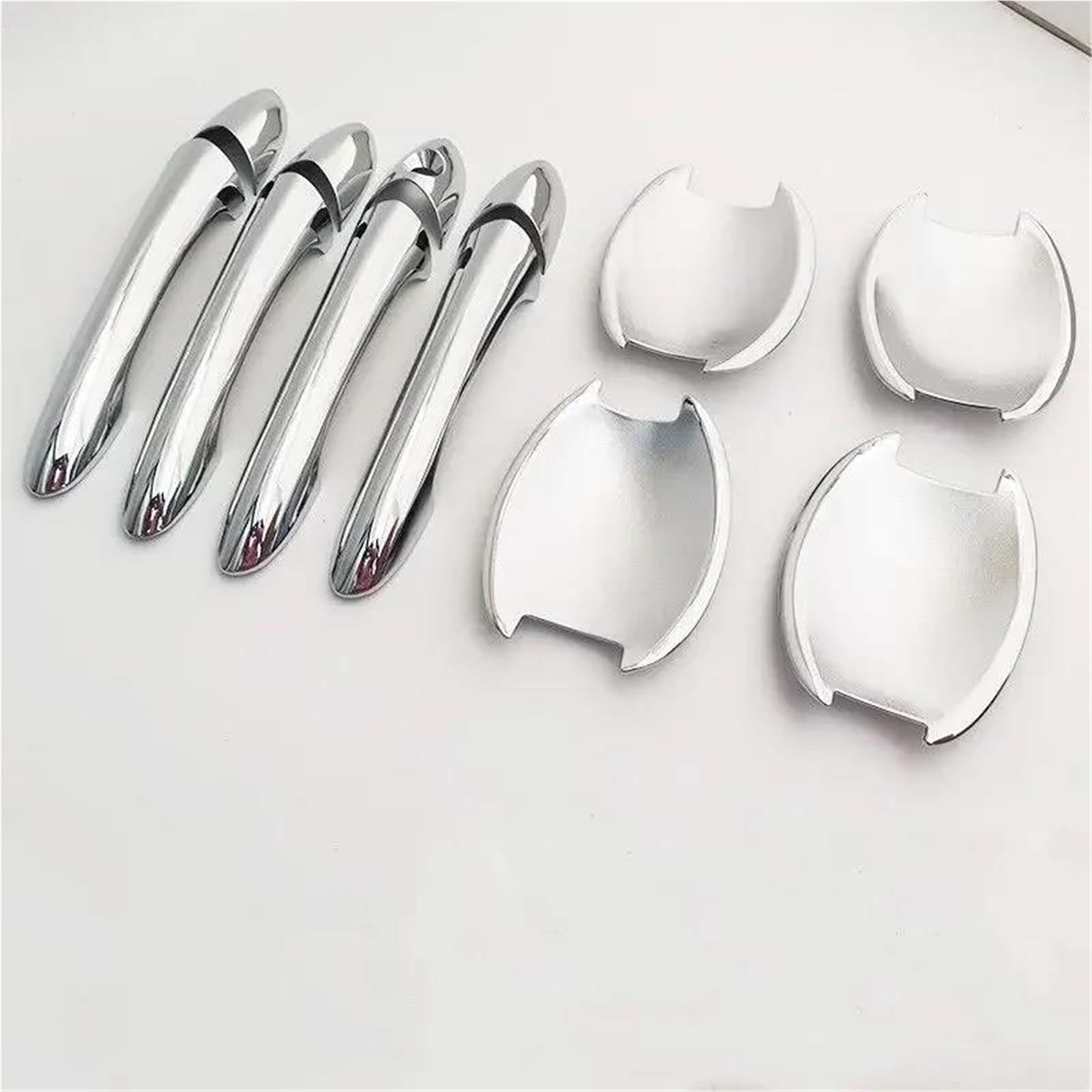 TRFBD Decorative Cover Glossy Black Chrome Car Door Handle Cover Trim Sticker Styling Accessories for Hyundai for Sonata for I45 2011-2015(Silver Handle-Bowl)