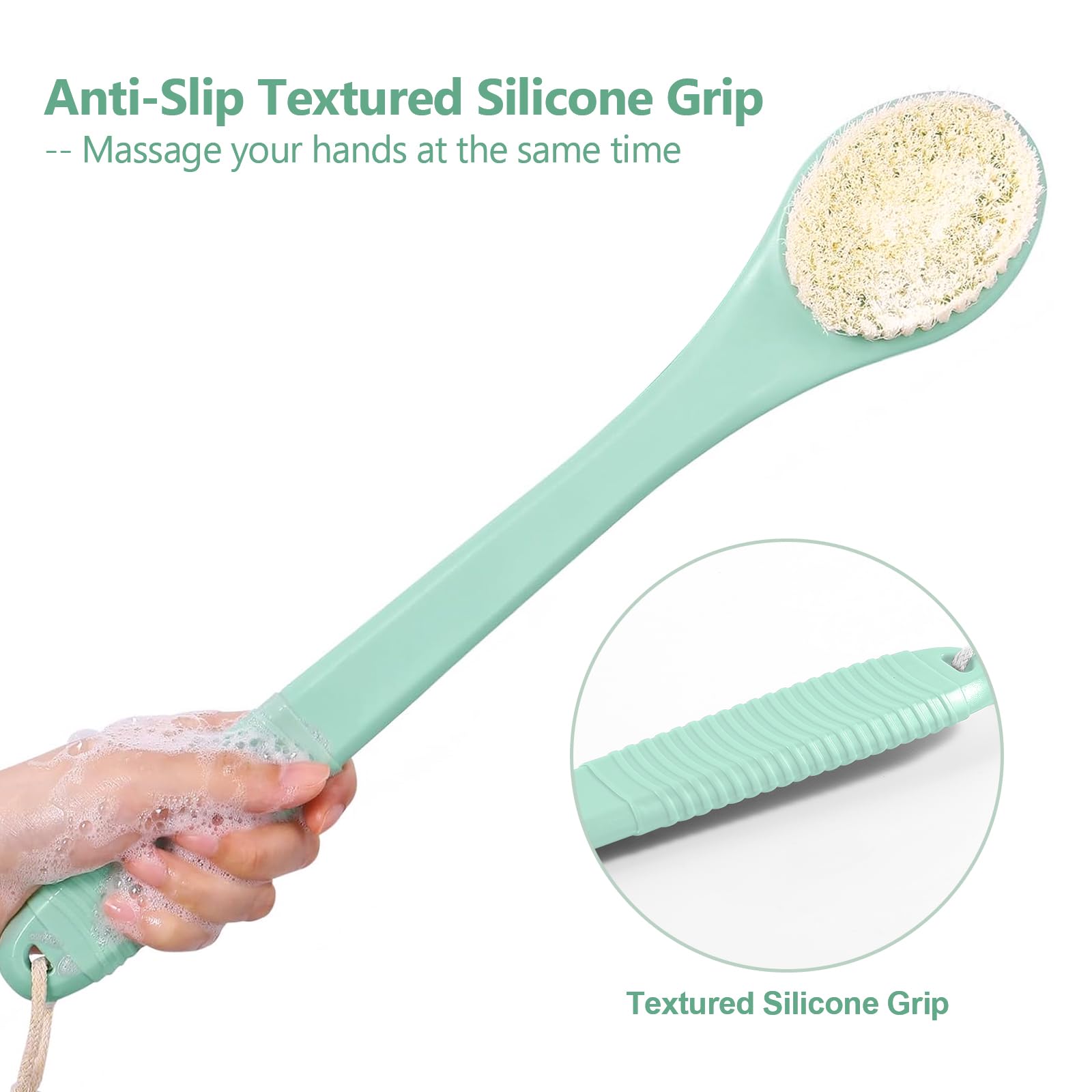 ROLIZOE 17-Inch Back Scrubber for Shower Anti-Slip Exfoliating Body Brush for Bath Gentle Back Brush for Shower for Men and Women - Image 2