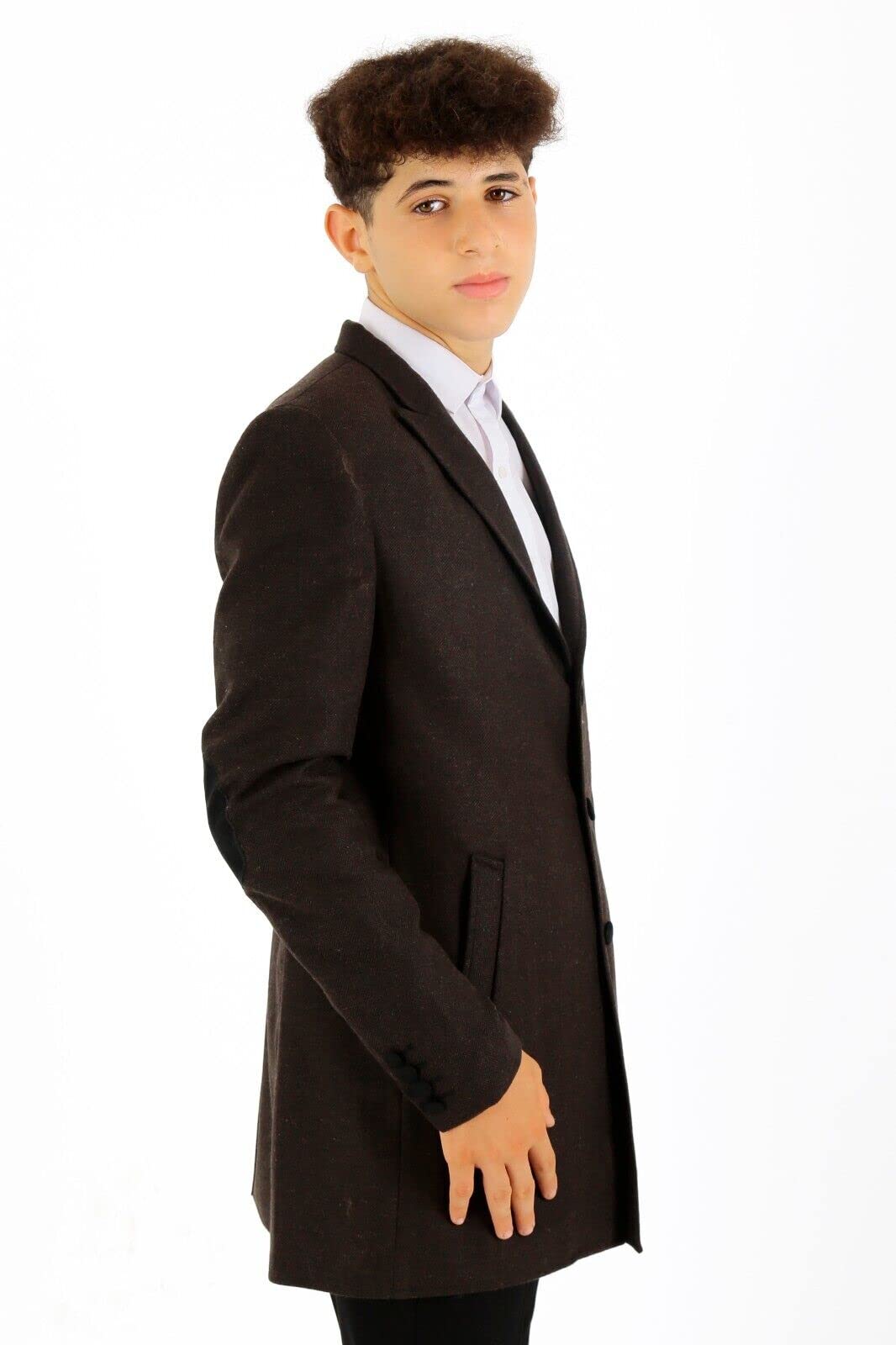 SIRRI Abrigo Niño Lana Tweed Herringbone Slim Fit Chaqueta Invierno Formal Boda Paje Elegante