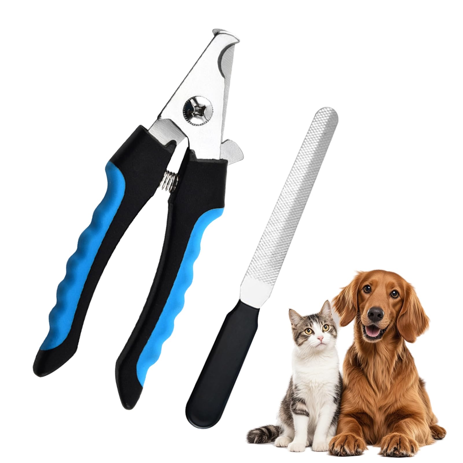RUILILANG Pet Nail Clippers, Dog Nails Trimmers Safe Quick Guard for Large & Medium Dogs Claws, Ergonomic Pet Grooming Tool with Nail File for Cats, Rabbits and Guinea Pigs