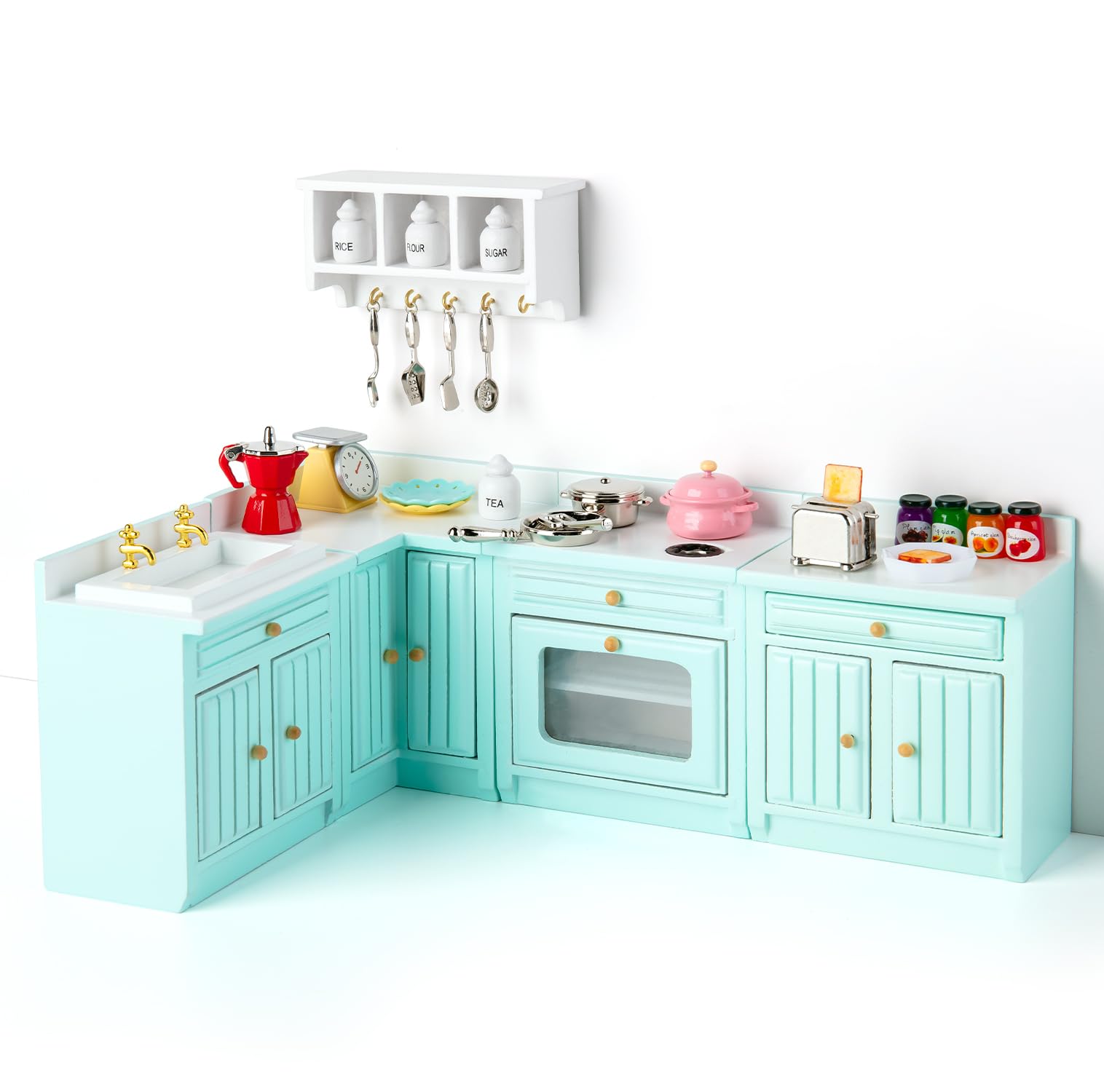 Set Mobili In Miniatura Scala 1:12 Per Casa Delle Bambole - Tavolo Rotondo E Sedie In Legno Bianco - 3